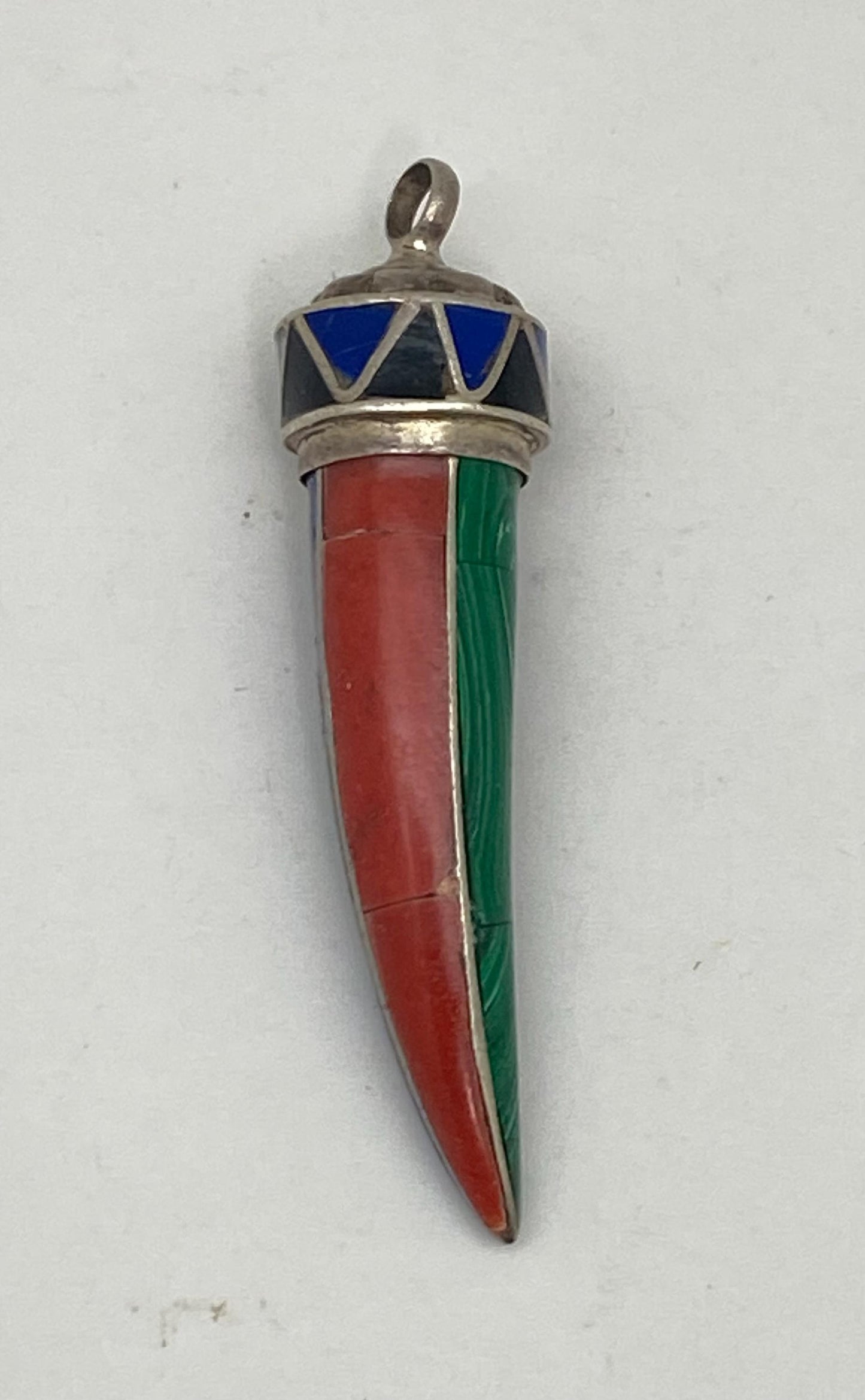 lapis, coral, turquoise, multiple stones inlaid with a sterling silver, charm, handcrafted,Nepalese