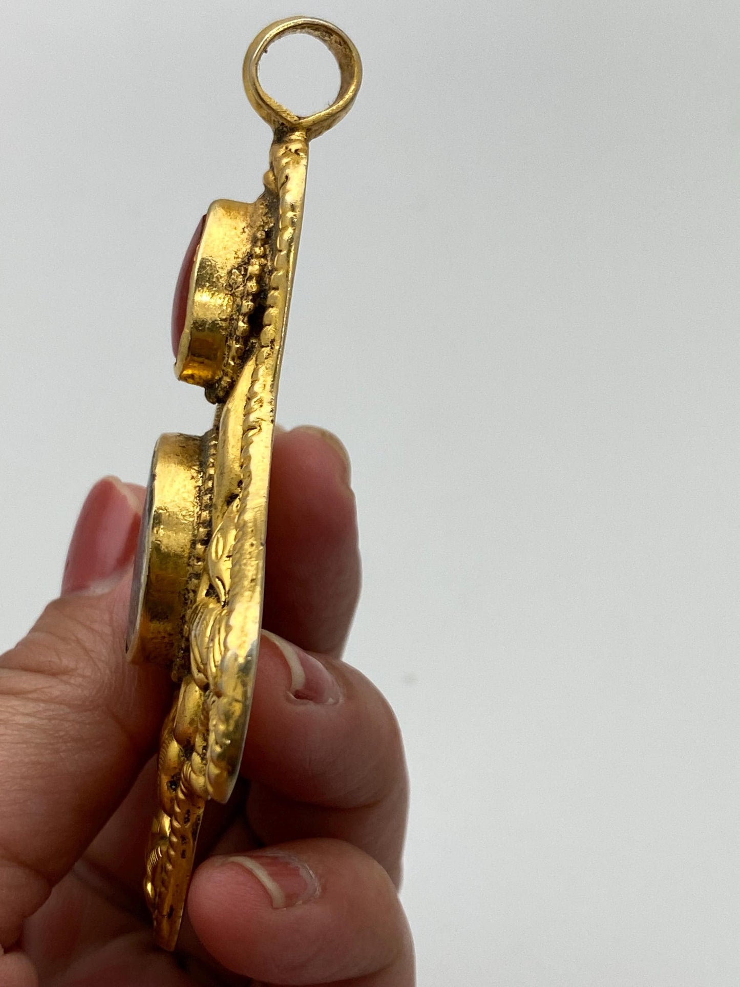 Turquoise, coral, Tibetan silver, gold-plated, handcrafted, ethnic style, Nepalese
