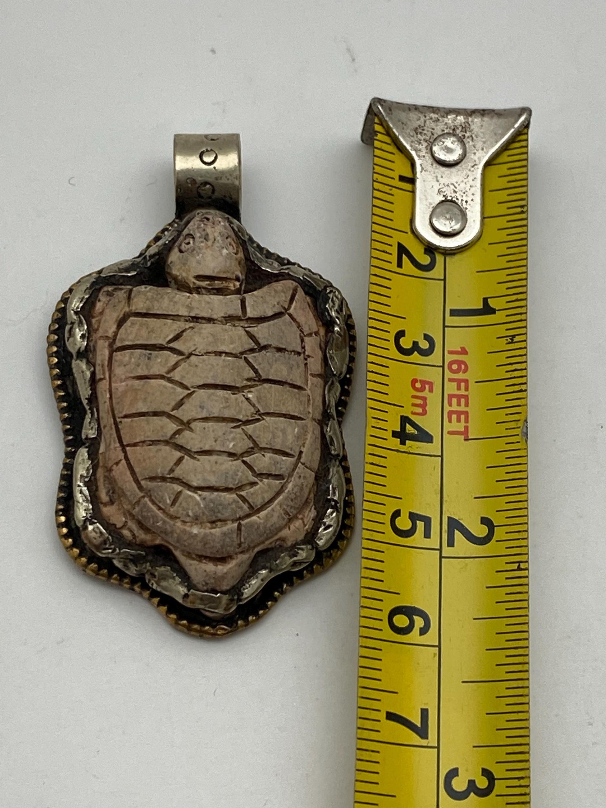 turtle pendant, handmade, bone carved, Tibetan silver, ethnic design,animal lover