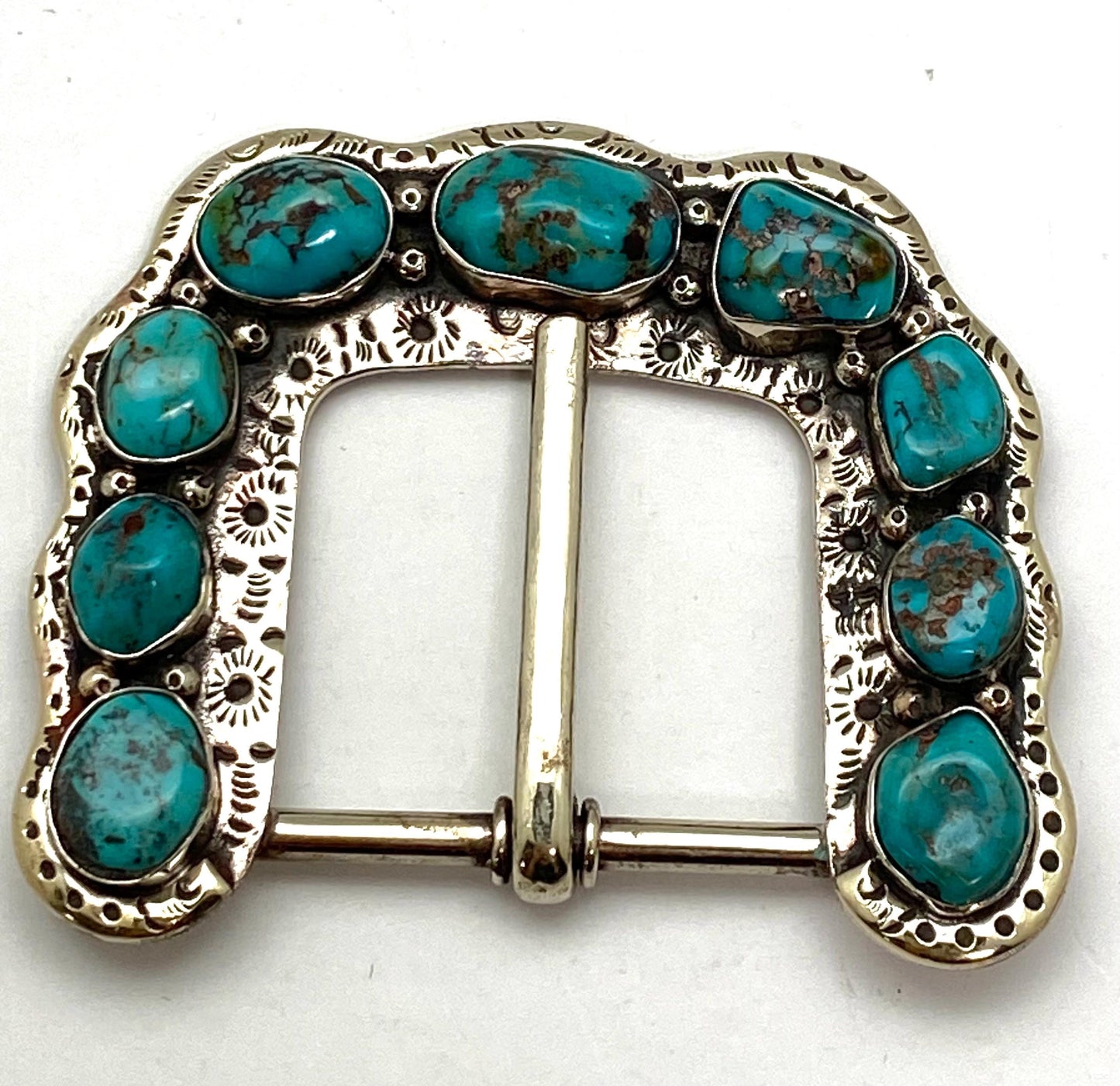 Belt buckle, handcrafted, Tibetan silver,Turquoise, ethnic design,Nepalese