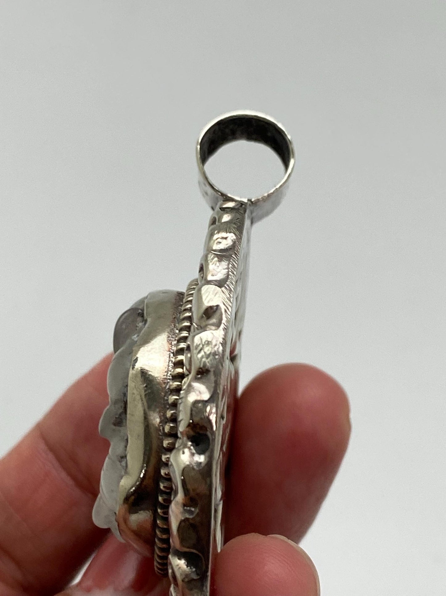 Flower pendant, mother of pearl, handcrafted, Tibetan silver,ethnic style ,Nepalese,51mmX63mm