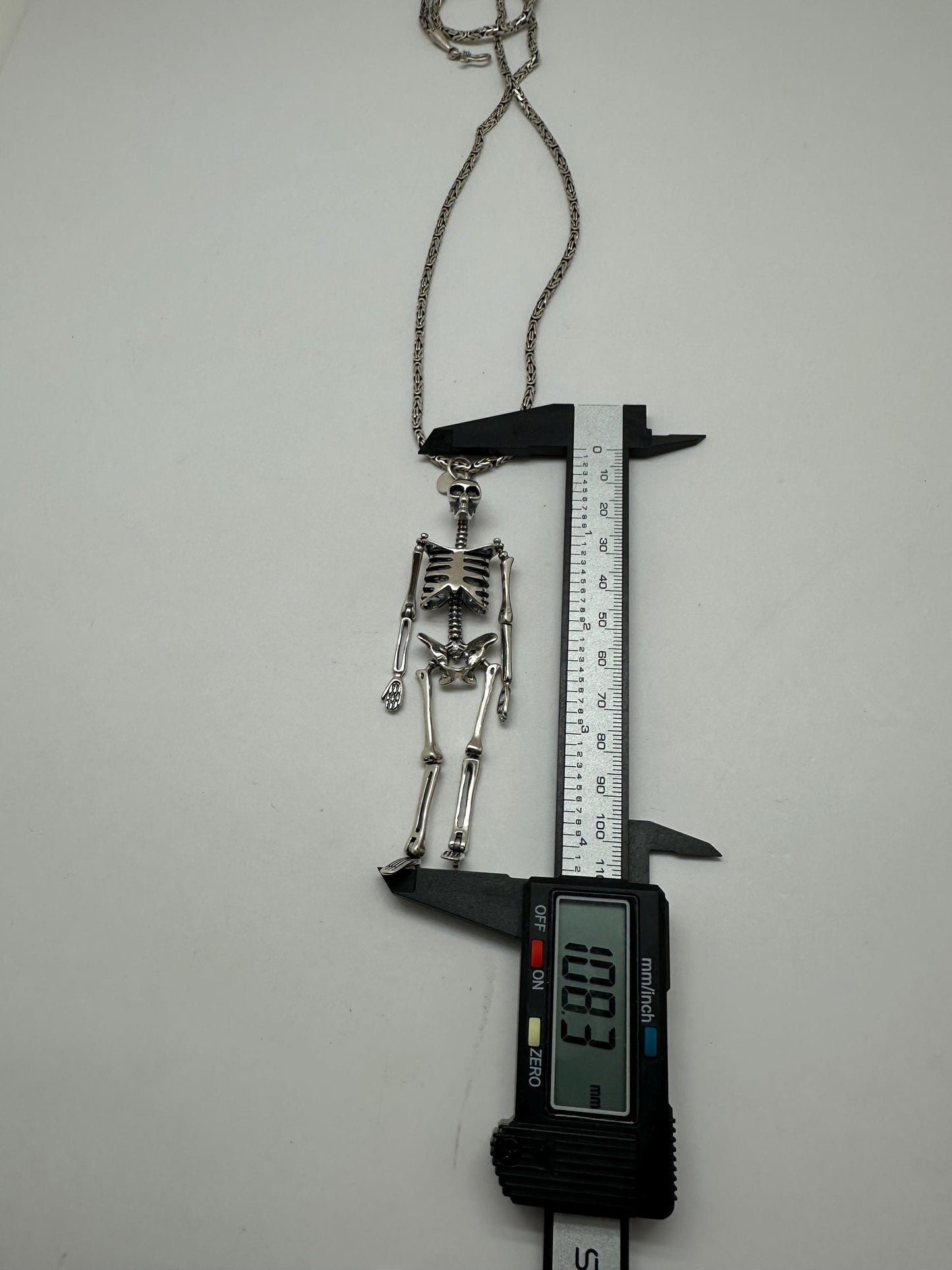 Large skeleton pendant, sterling silver,Gothic biker jewelry, Human skeleton silver pendant