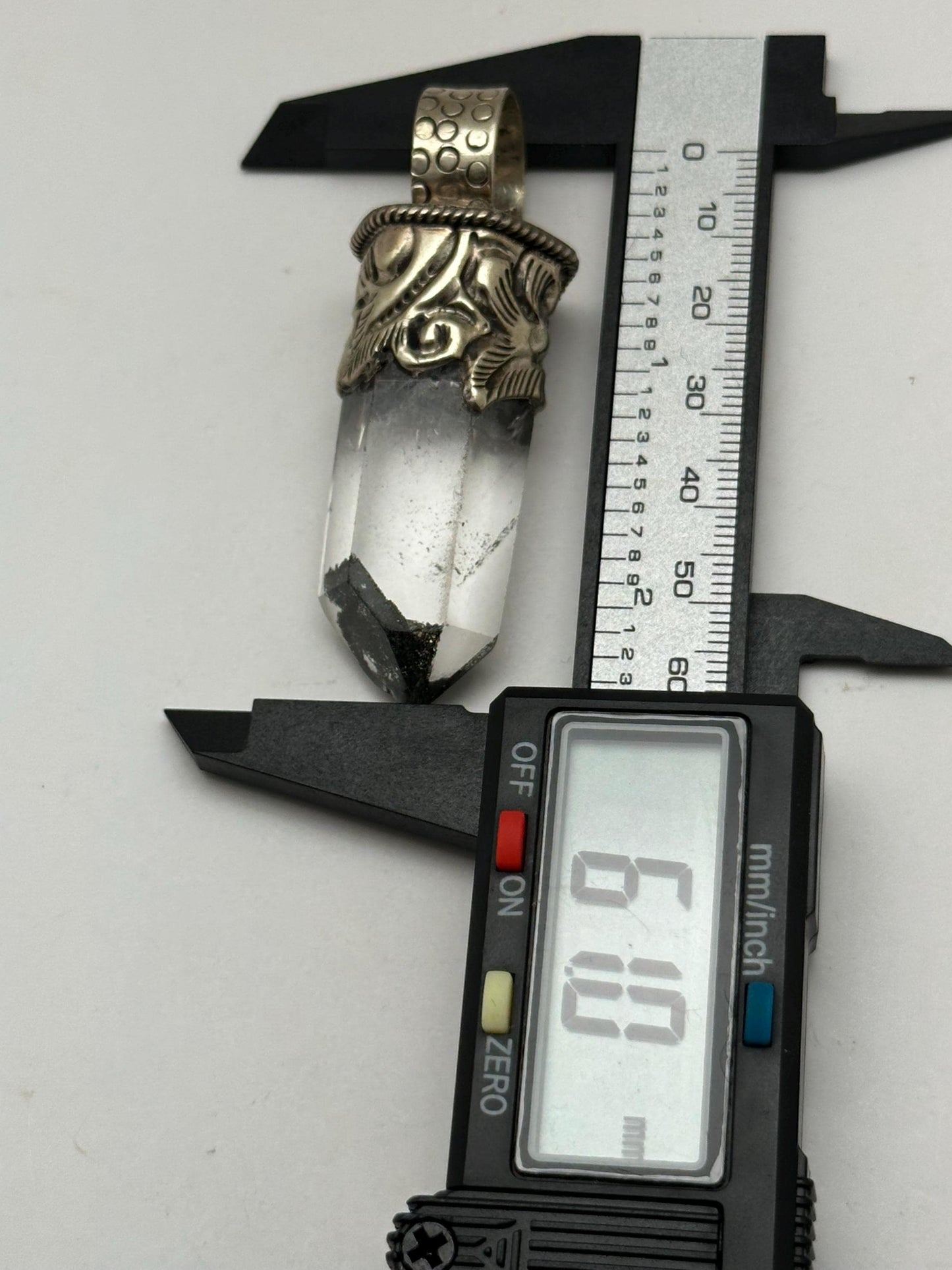 Quartz crystal pendant,handcrafted,Tibetan silver,ethnic style,Himalayan,Nepalese