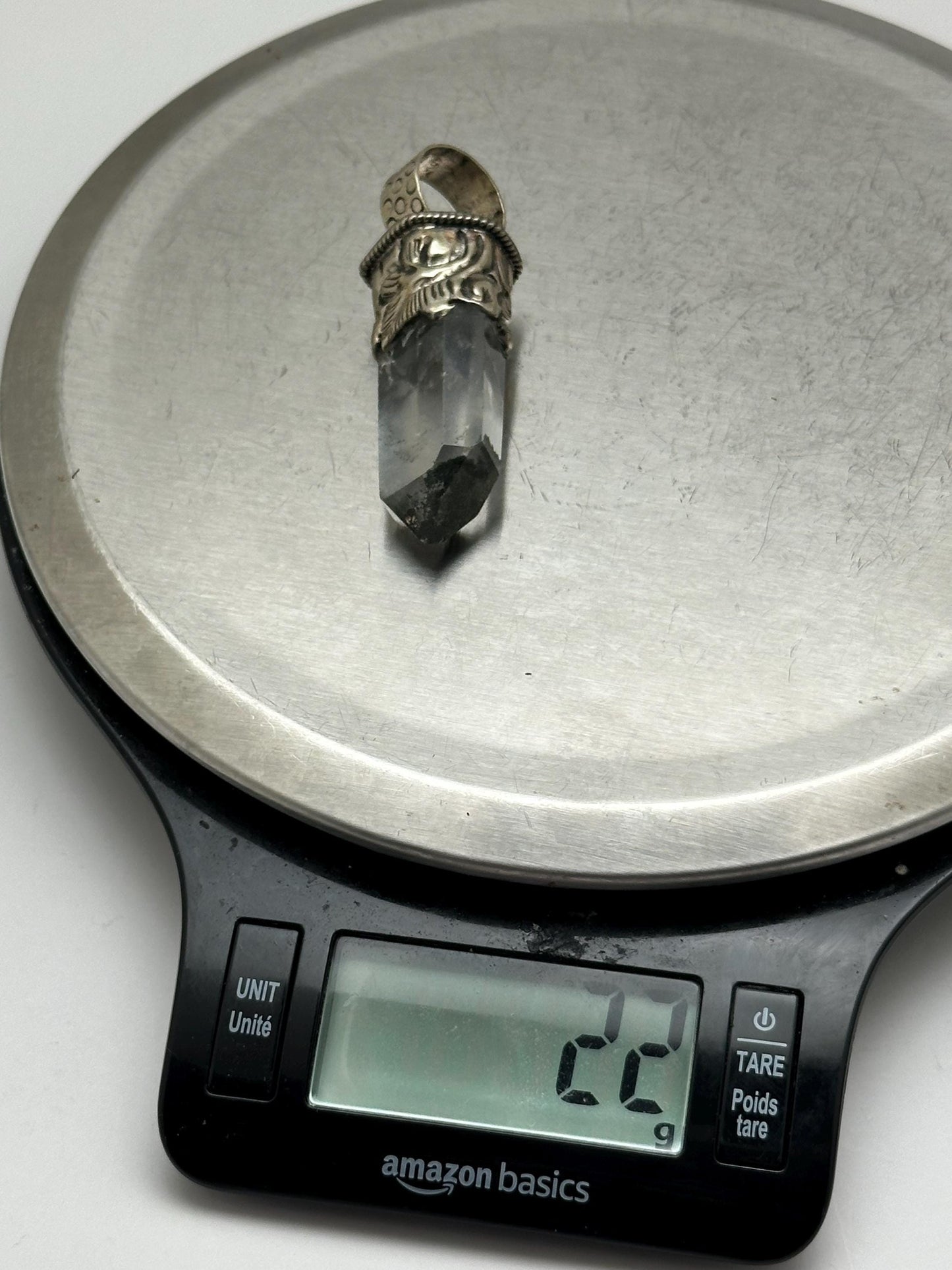 Quartz crystal pendant,handcrafted,Tibetan silver,ethnic style,Himalayan,Nepalese