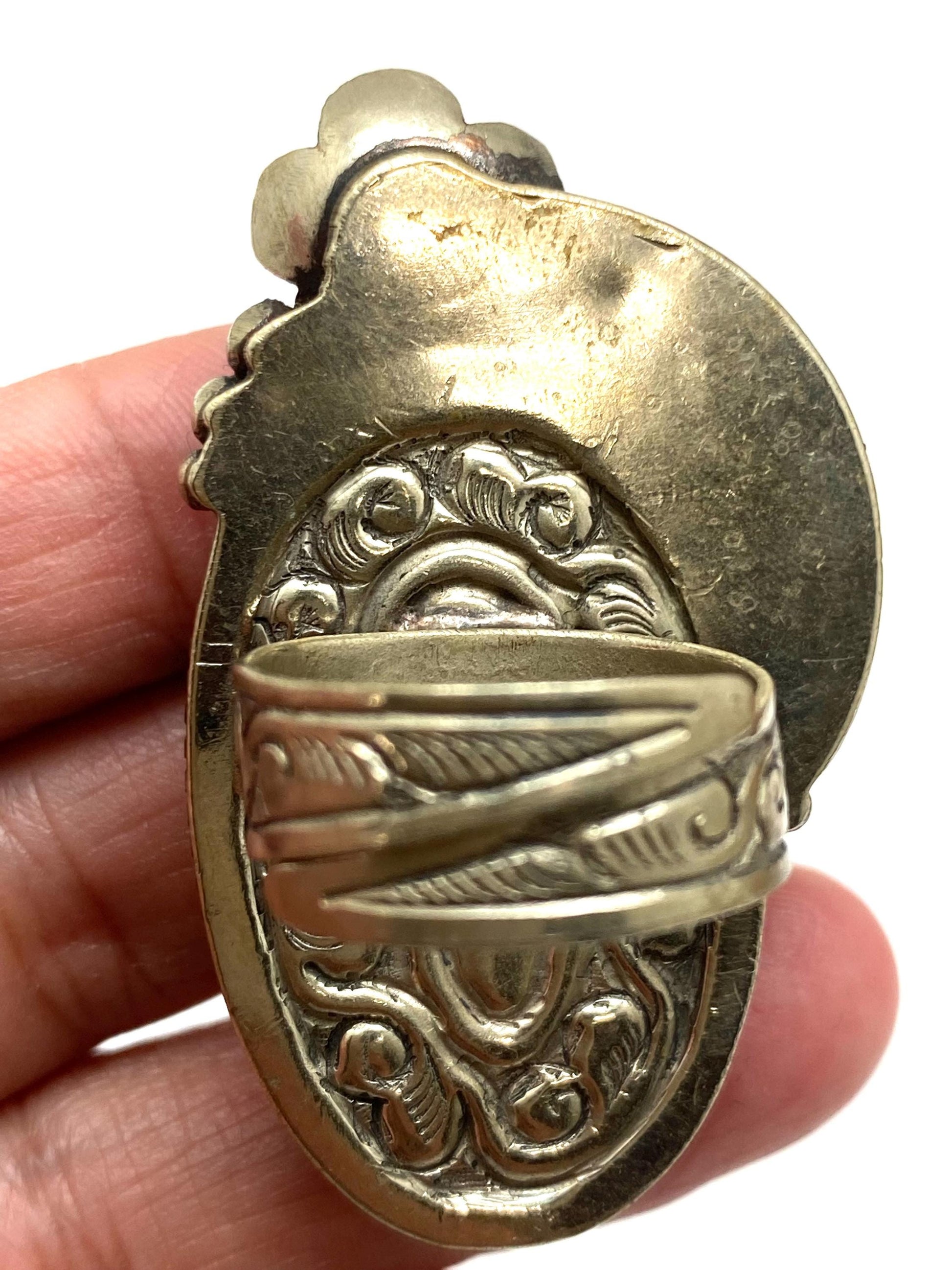 Larimar ring, handcrafted,tibetan silver, flower ring, adjustable,