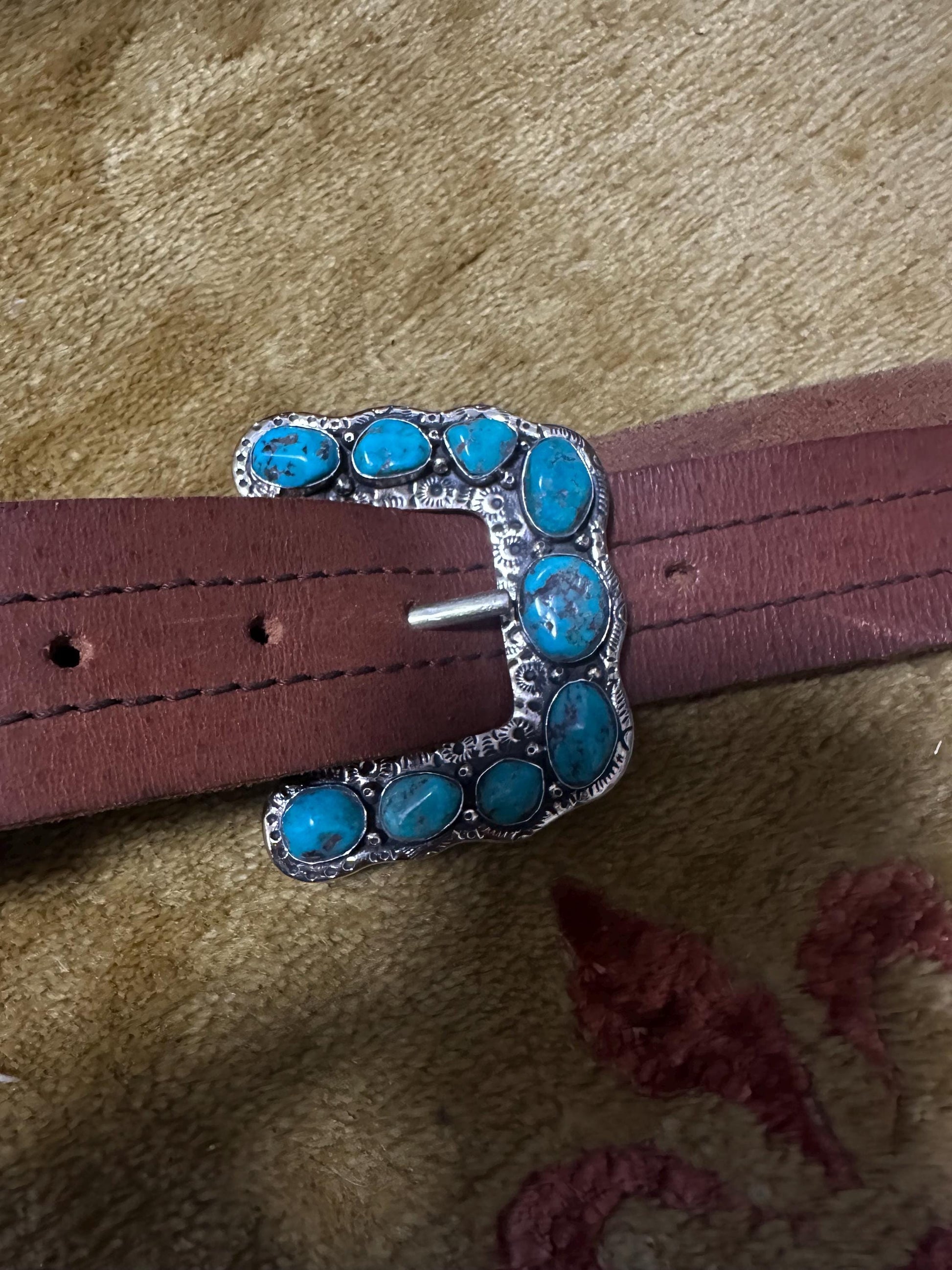 Belt buckle, handcrafted, Tibetan silver,Turquoise, ethnic design,Nepalese