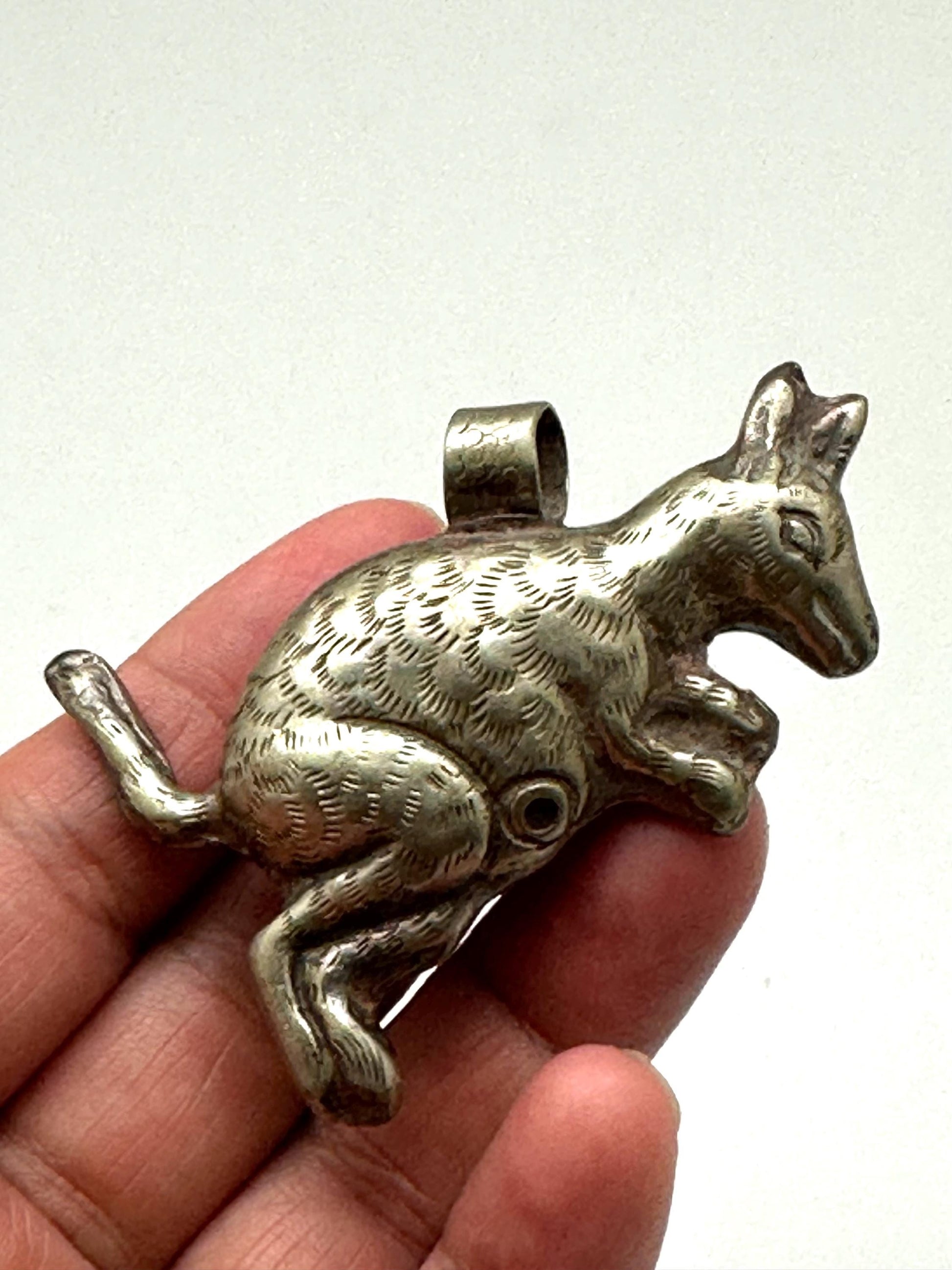 Kangaroo pendant,handcrafted,Tibetan silver, Nepalese