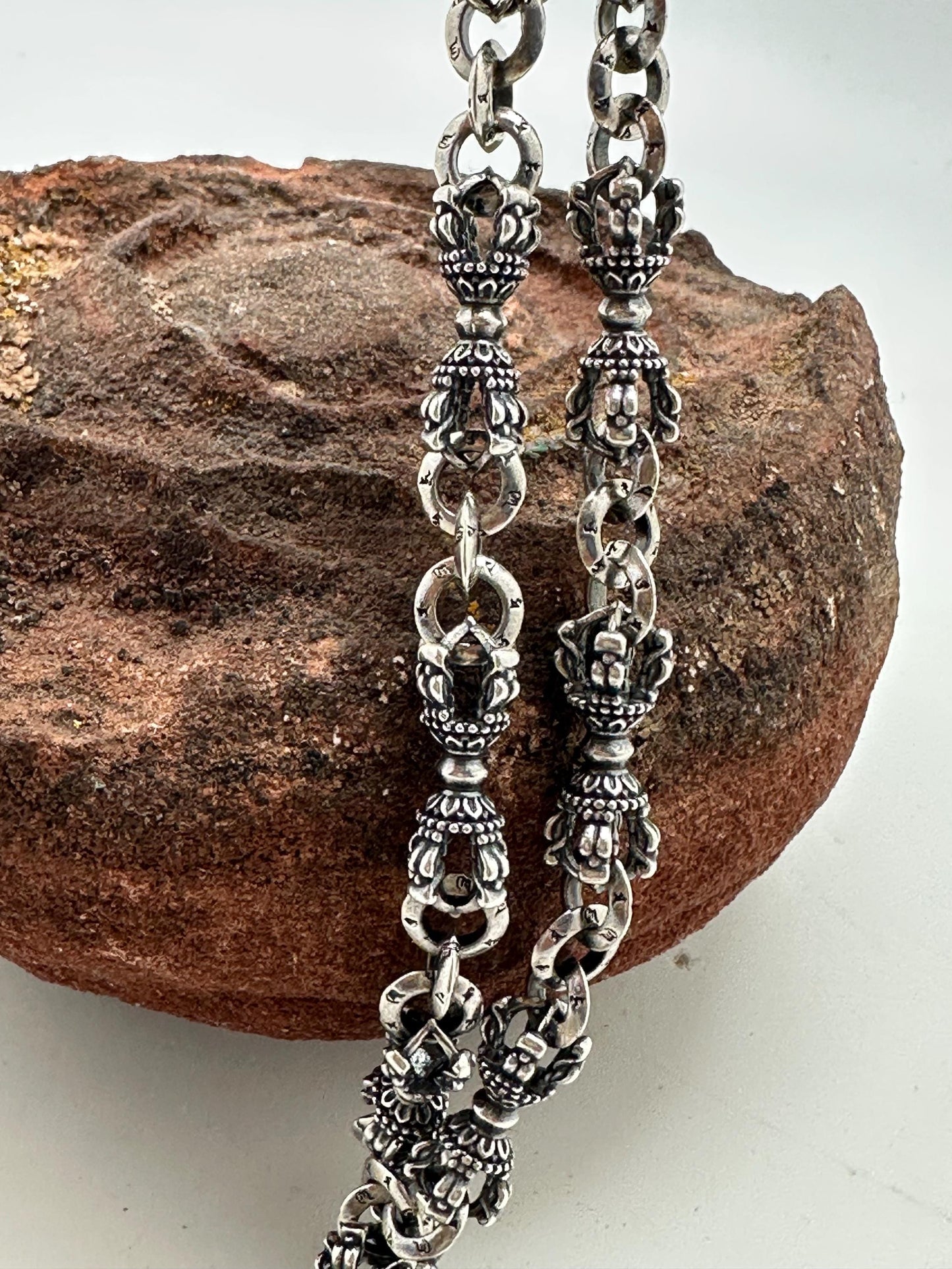 sterling silver vajra necklace, dhorje, Buddhist amulet