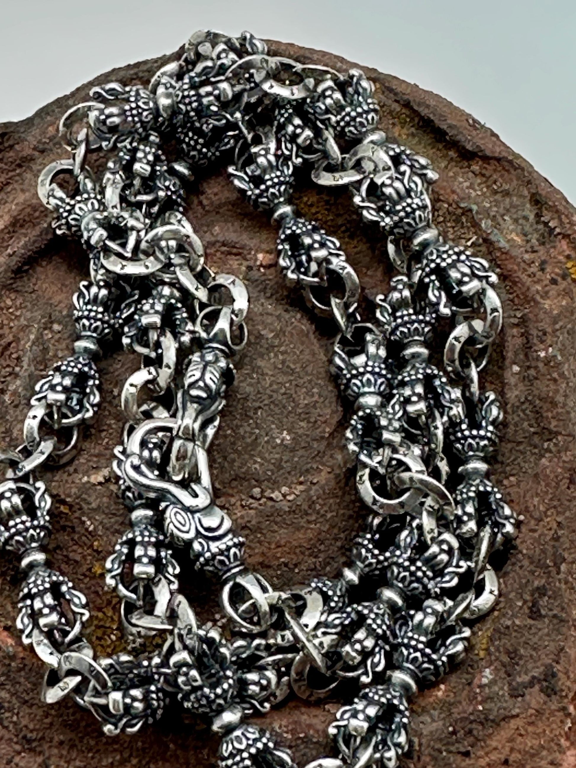 sterling silver vajra necklace, dhorje, Buddhist amulet