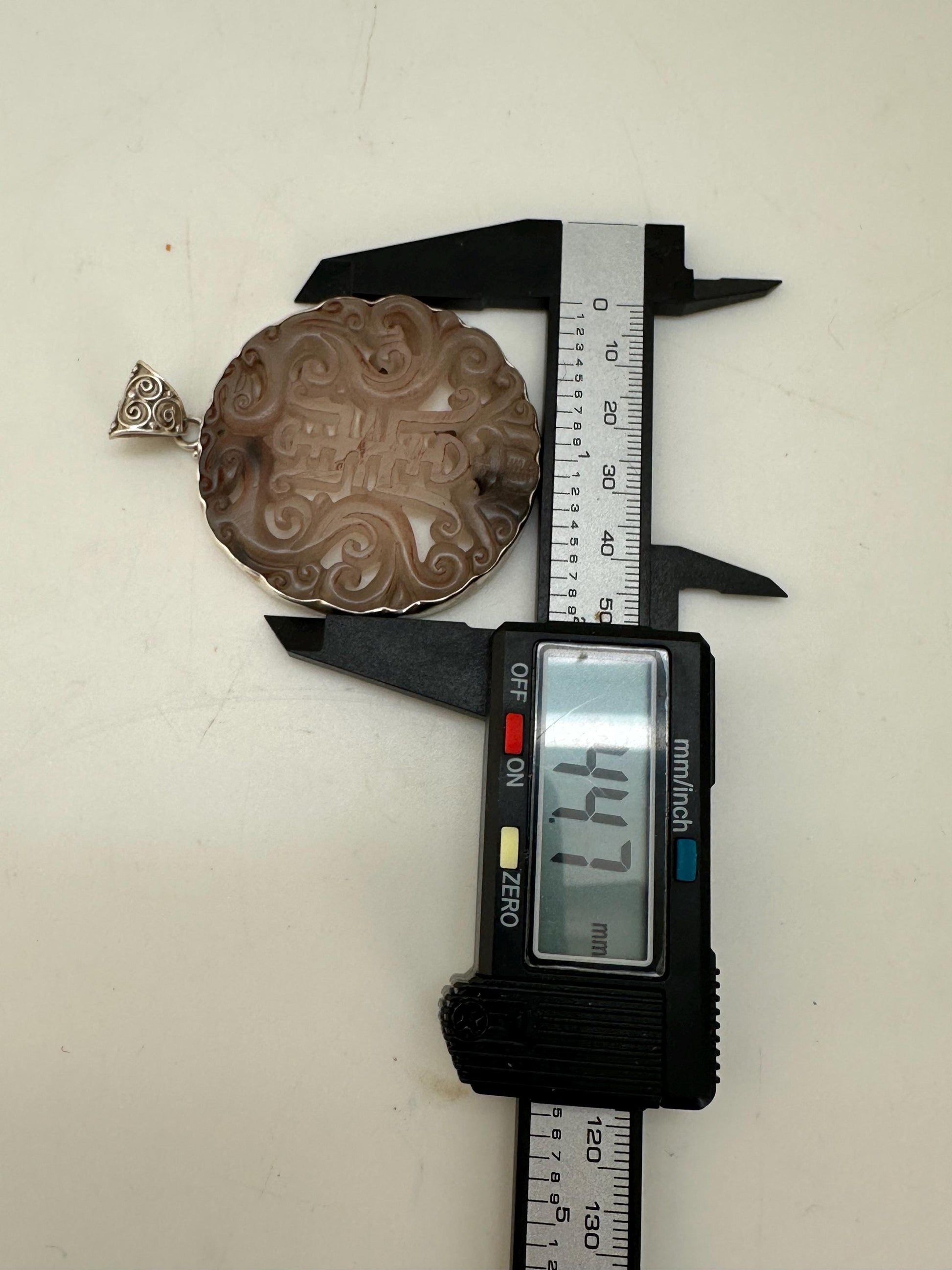 Jade pendant,handcrafted, 925 silver,sterling silver with bail 44.7mmX59.6mm with bail weighs about 35gm