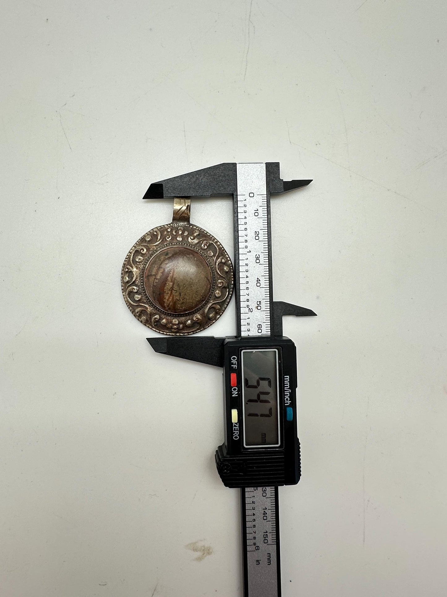 Agate pendant, handcrafted,tibetan repousse silver,Nepalese 54X41mm