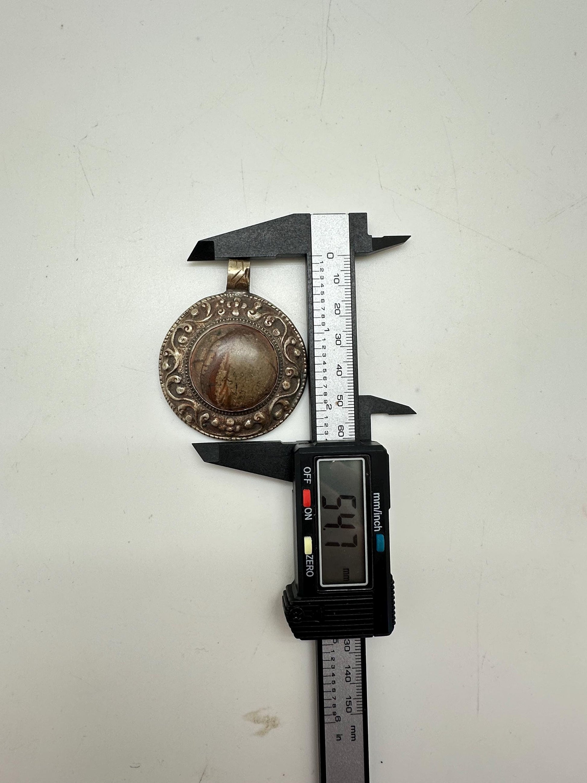 Agate pendant, handcrafted,tibetan repousse silver,Nepalese 54X41mm