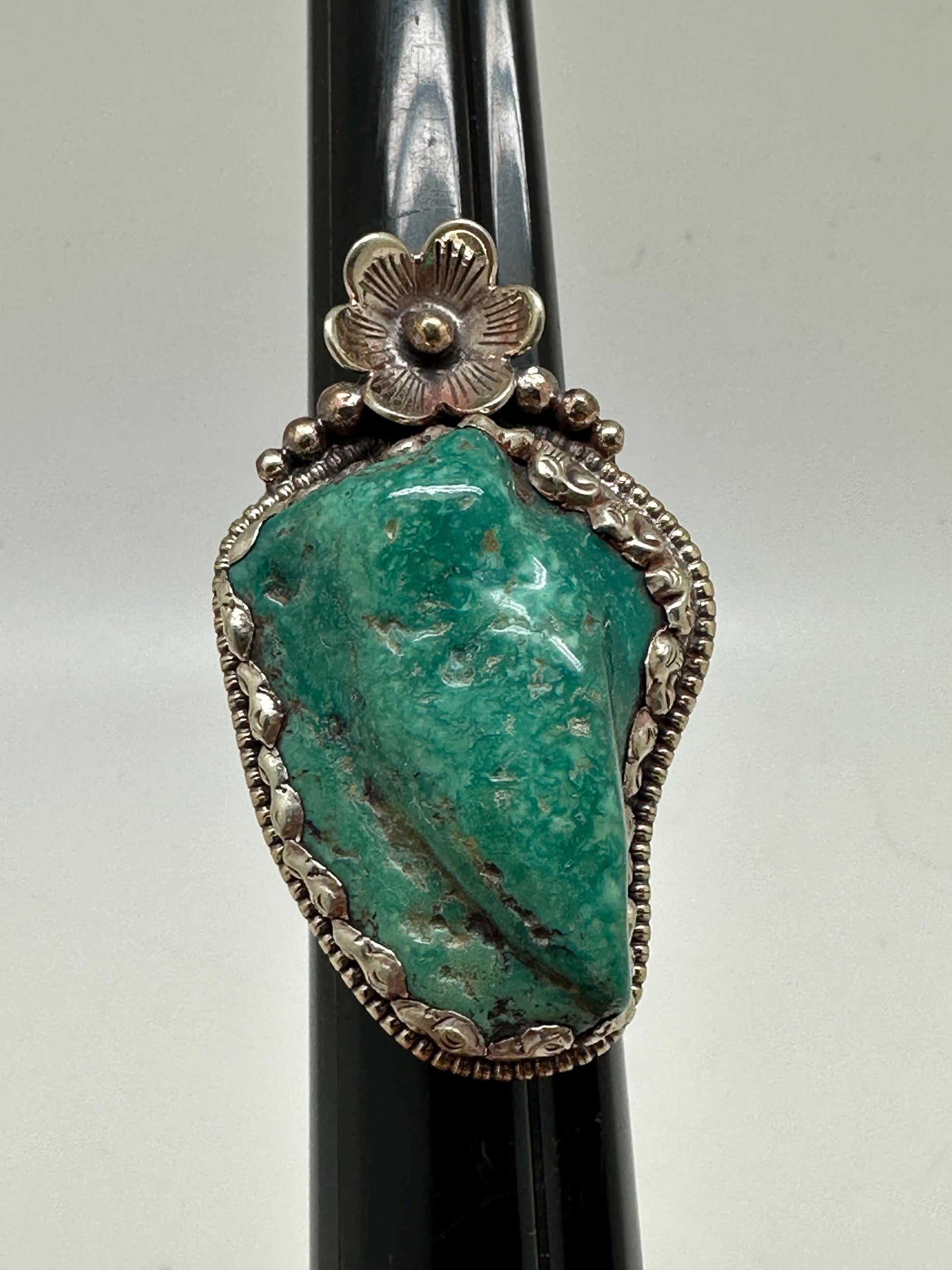 Turquoise ring, handcrafted,tibetan silver,adjustable,48mmX26mm