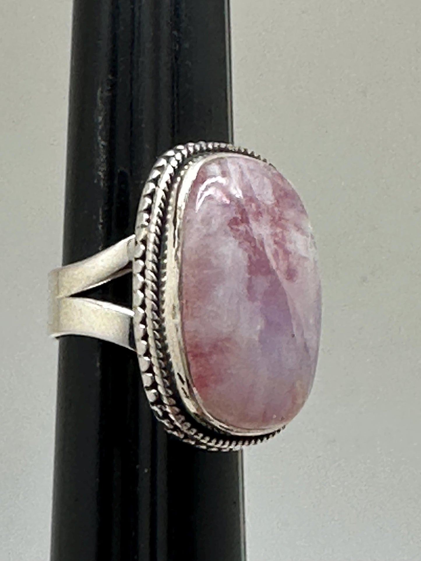 pink moonstone ring,925 silver, sterling silver, gems stone, ring size 6.5