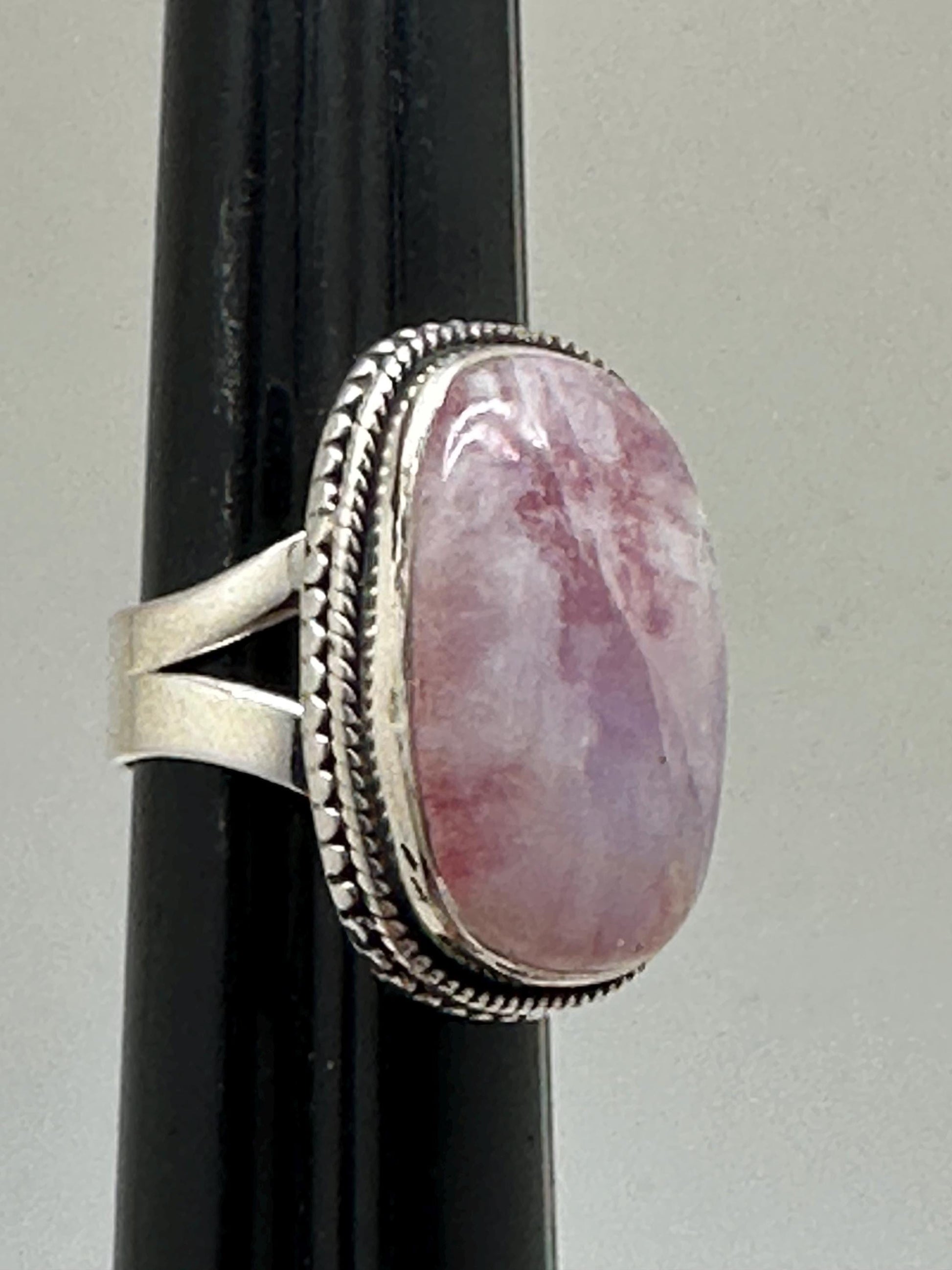 pink moonstone ring,925 silver, sterling silver, gems stone, ring size 6.5
