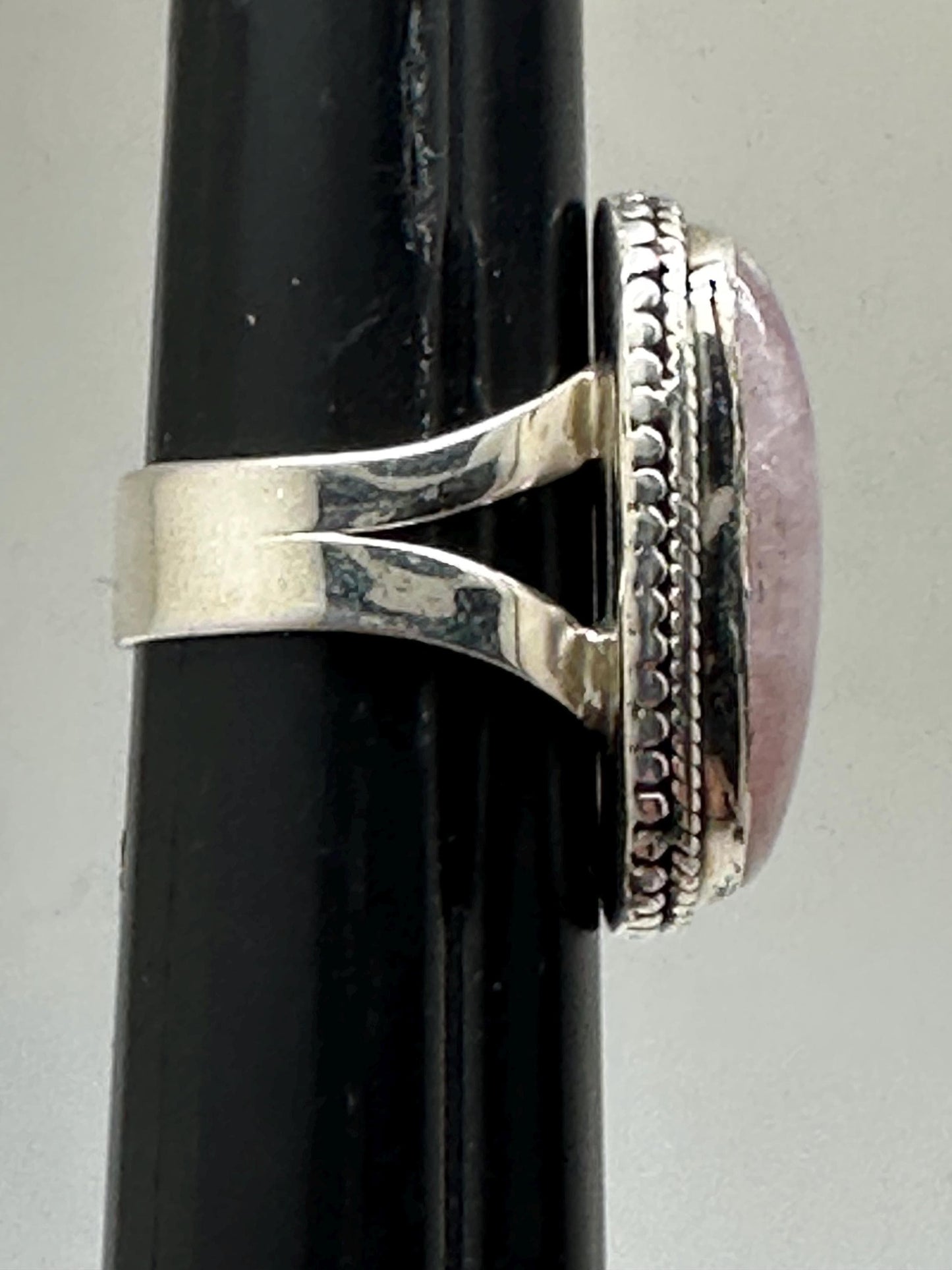 pink moonstone ring,925 silver, sterling silver, gems stone, ring size 6.5