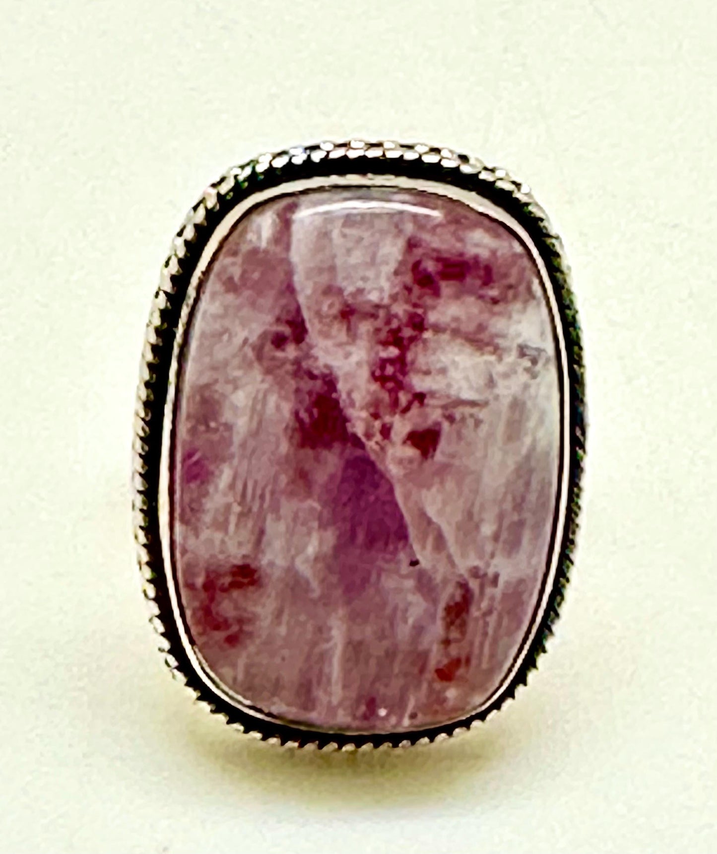 pink moonstone ring,925 silver, sterling silver, gems stone, ring size 6.5