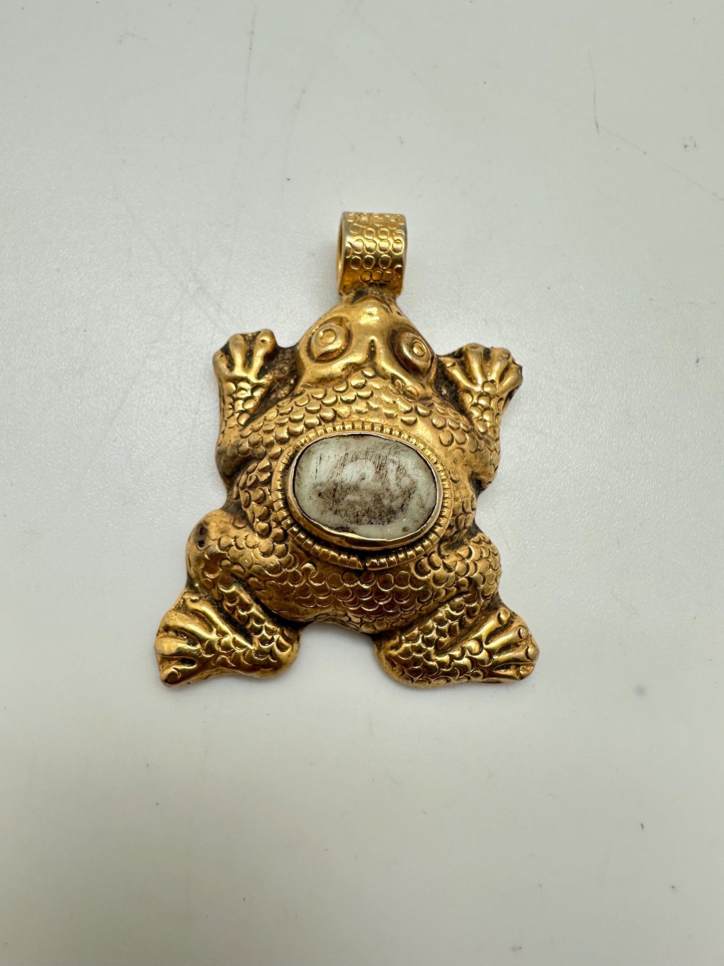 frog pendant,handcrafted,Om,Tibetan silver,Gold plated,Nepalese