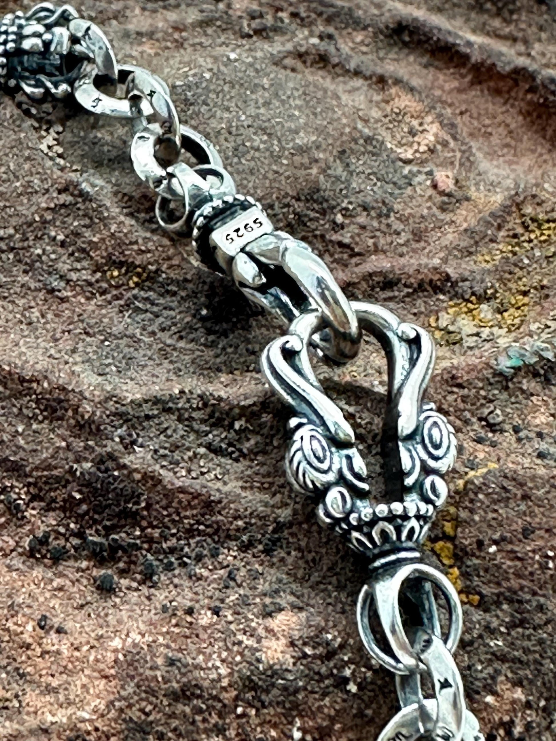 sterling silver vajra necklace, dhorje, Buddhist amulet