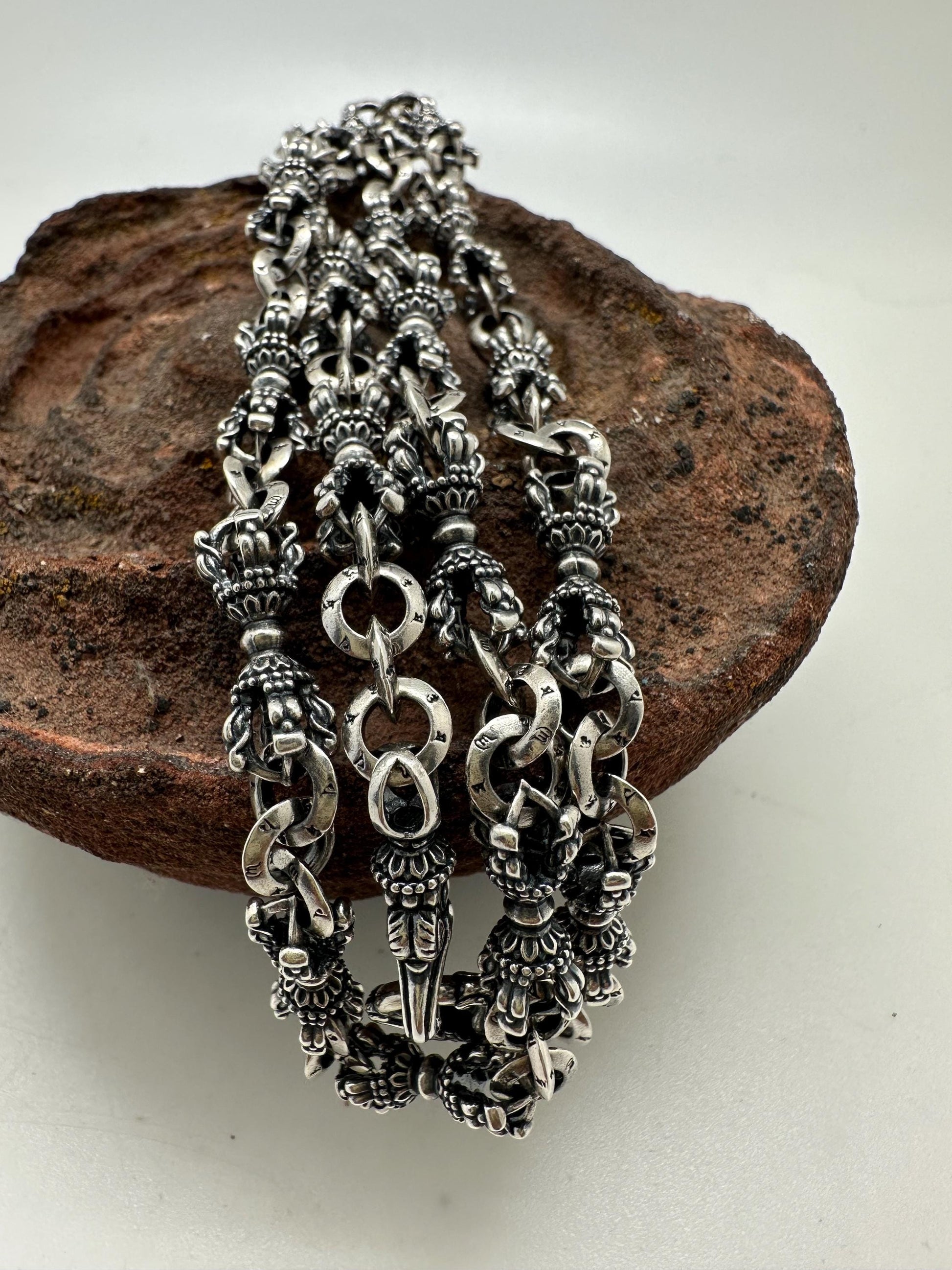 sterling silver vajra necklace, dhorje, Buddhist amulet