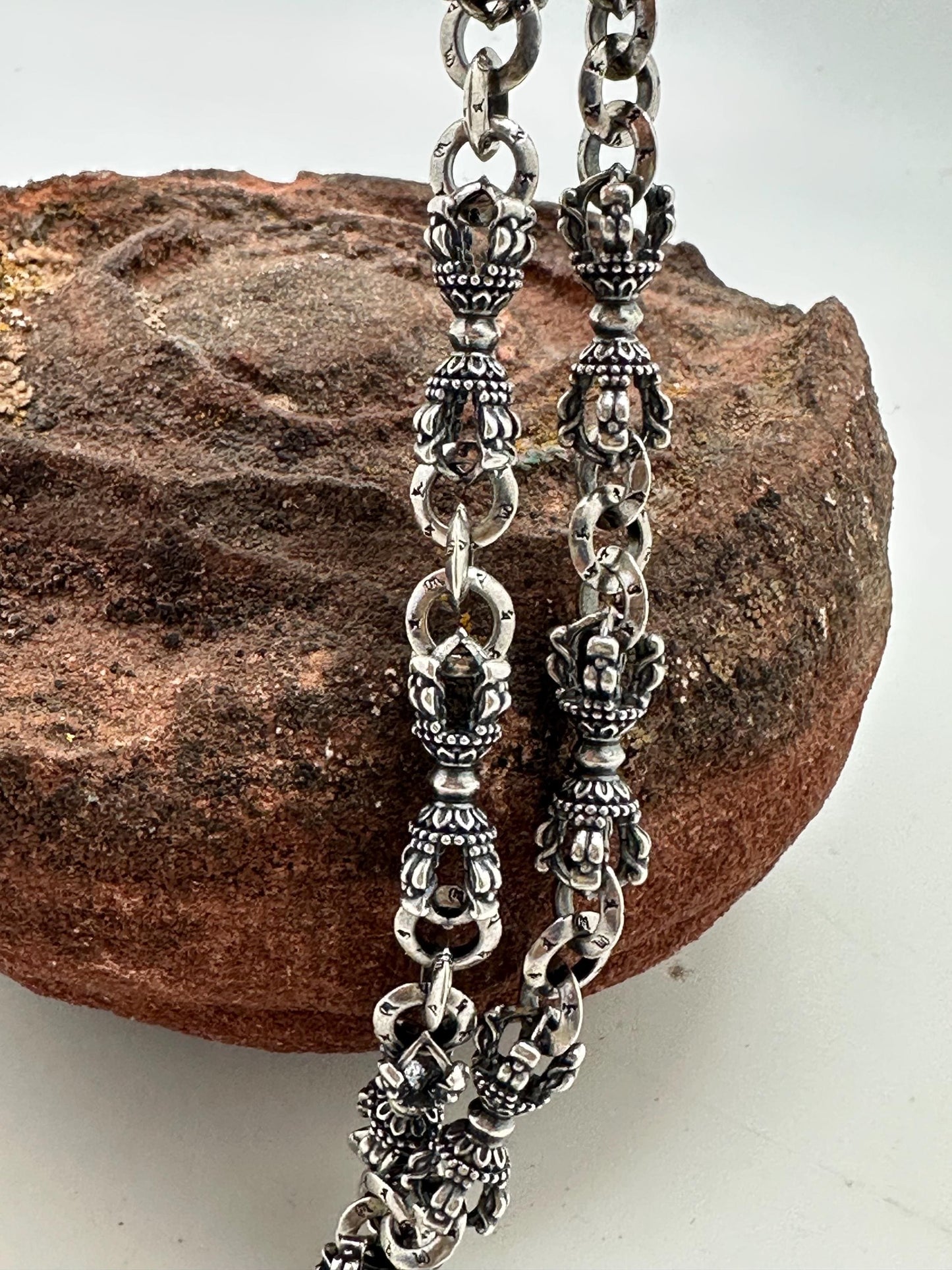 sterling silver vajra necklace, dhorje, Buddhist amulet