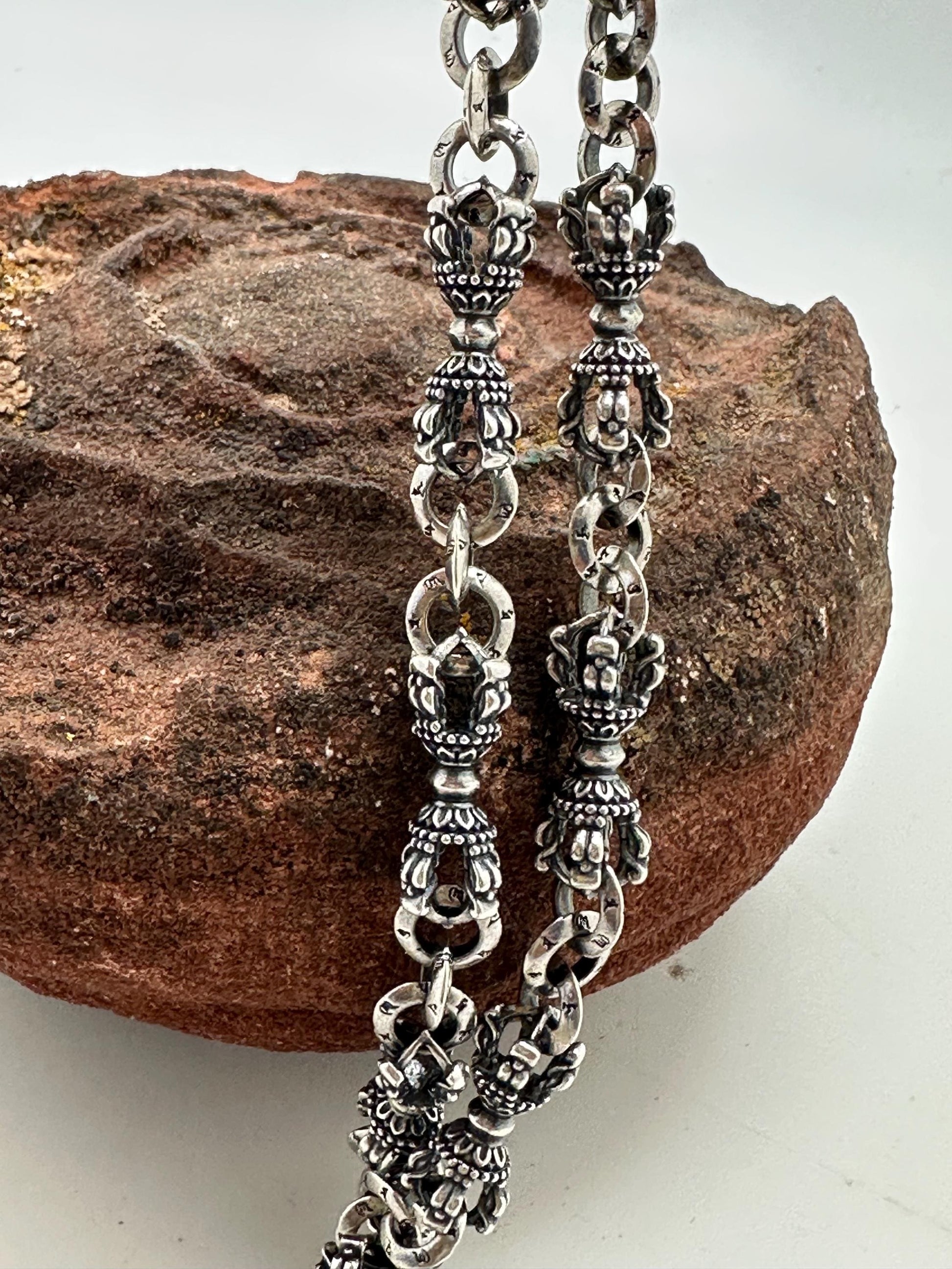 sterling silver vajra necklace, dhorje, Buddhist amulet