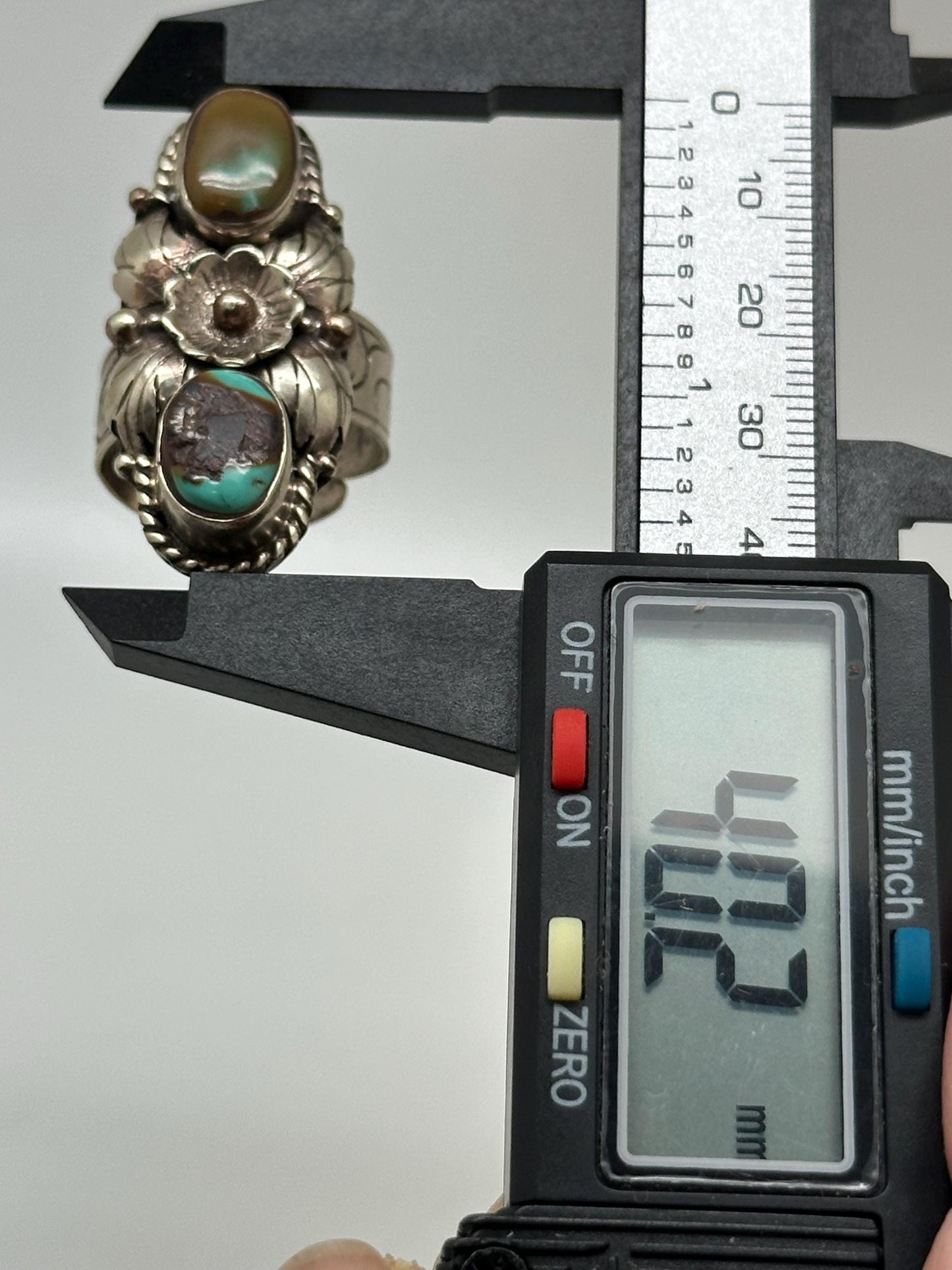 Turquoise ring, handcrafted, Tibetan silver, adjustable, floral ring,Nepalese,40mmX17.6mm