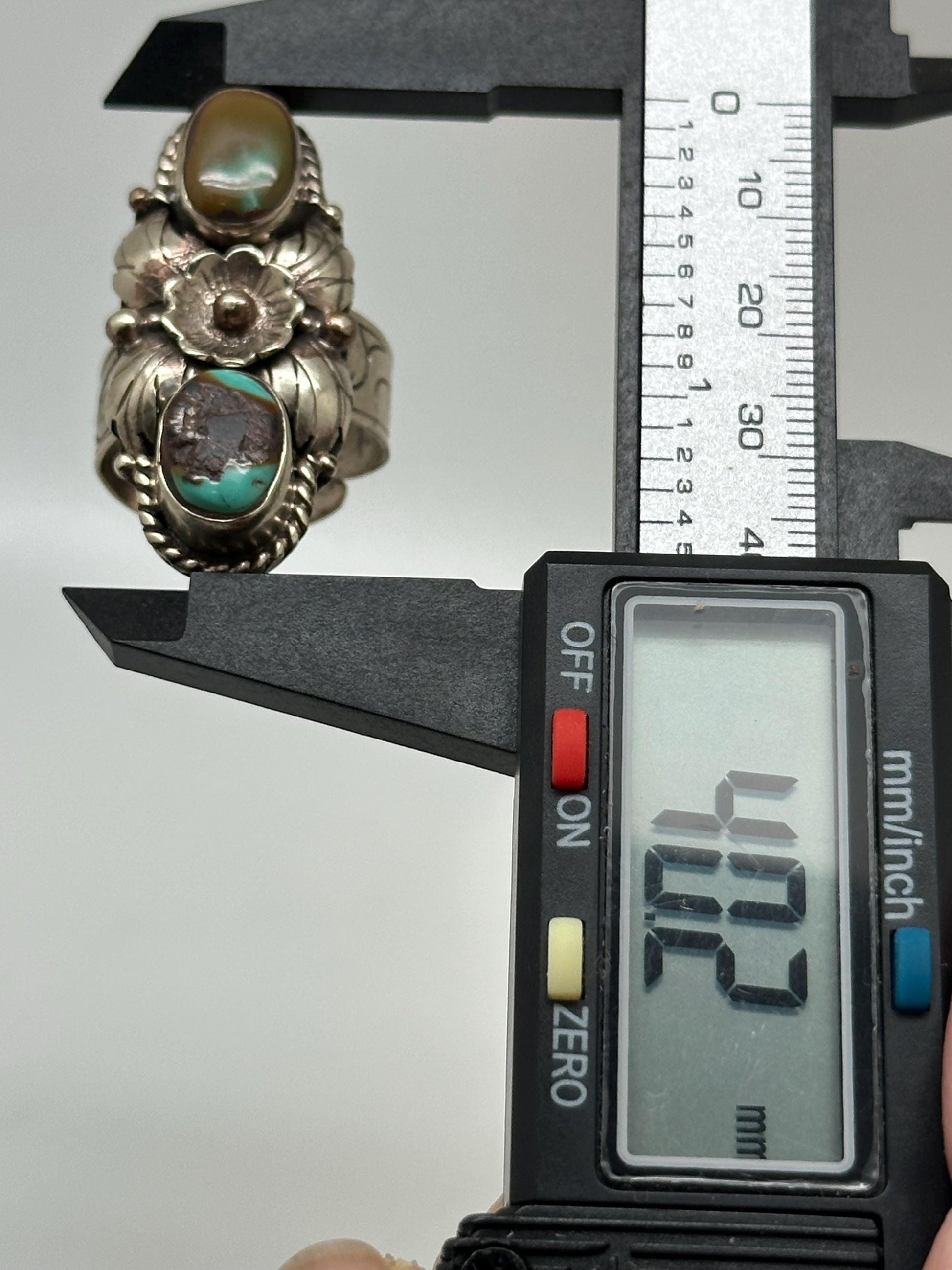 Turquoise ring, handcrafted, Tibetan silver, adjustable, floral ring,Nepalese,40mmX17.6mm