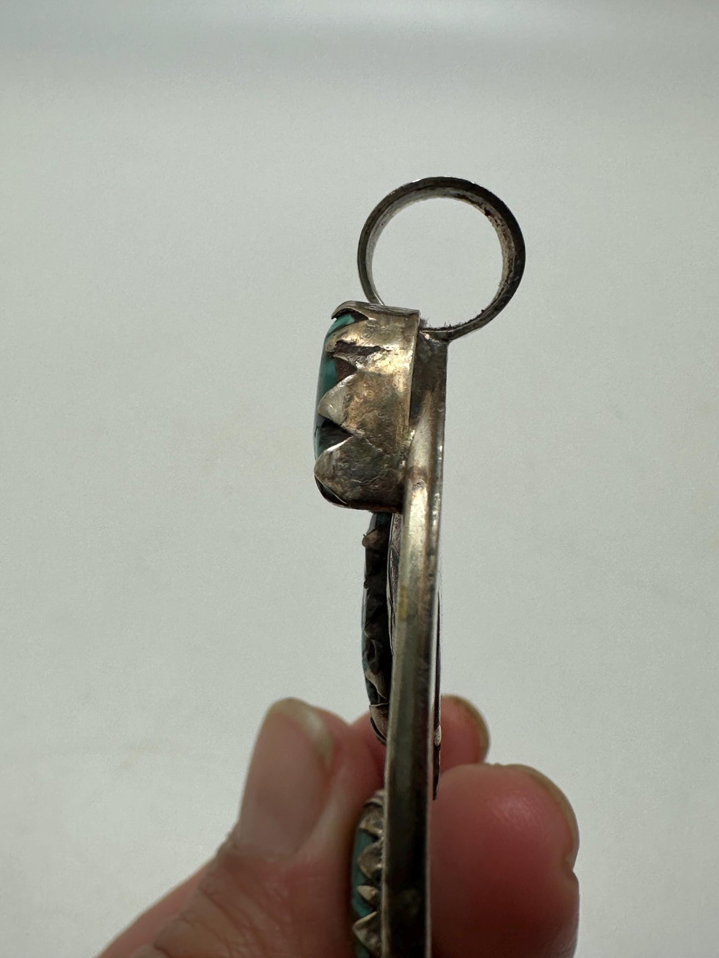 Turquoise blossom pendant, handcrafted,Tibetan silver,ethnic style,Nepalese,60X49mm