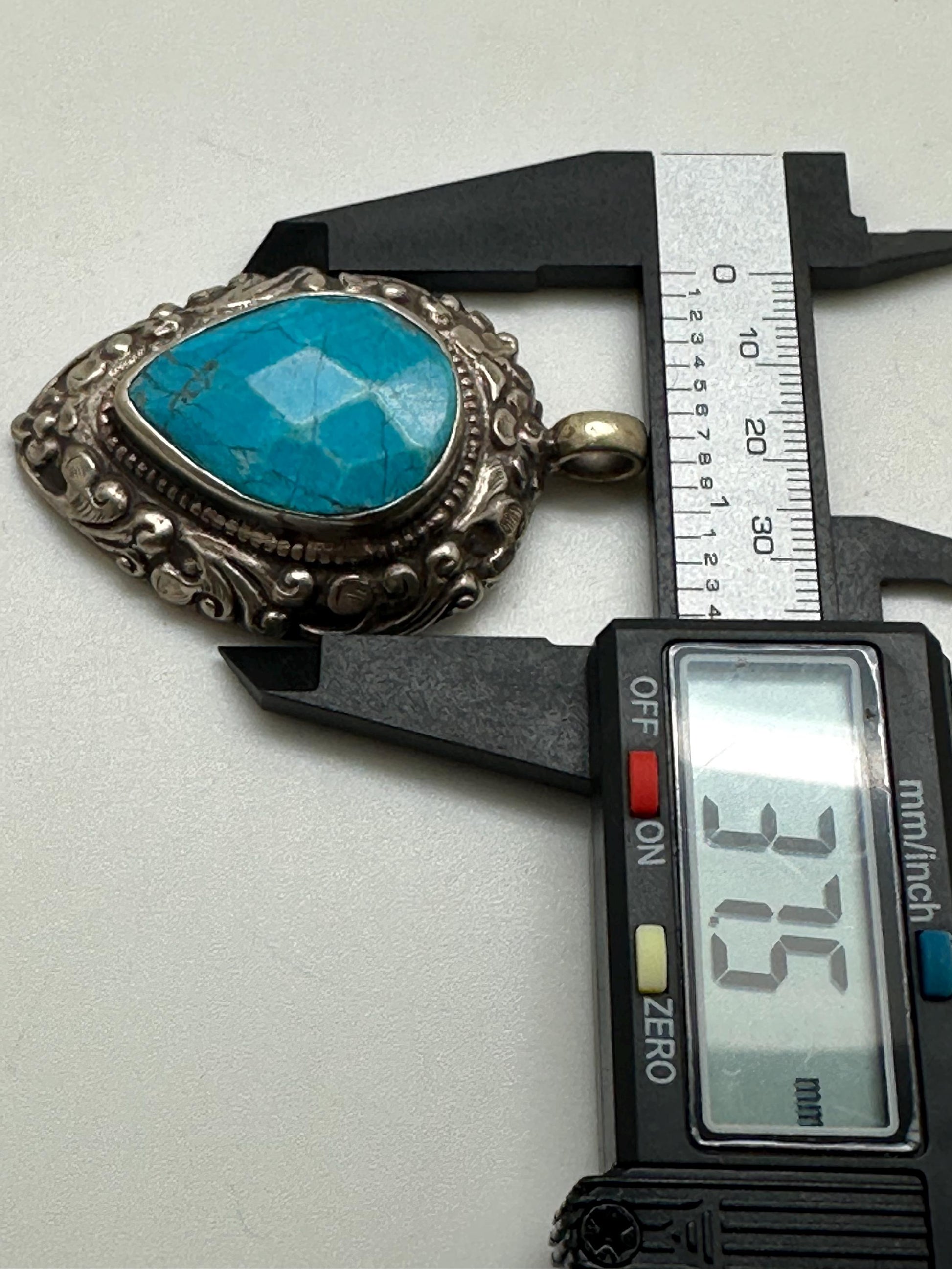 large pendant, blue stone pendant, handcrafted, tibetan silver, ethnic style,58mmX37mm