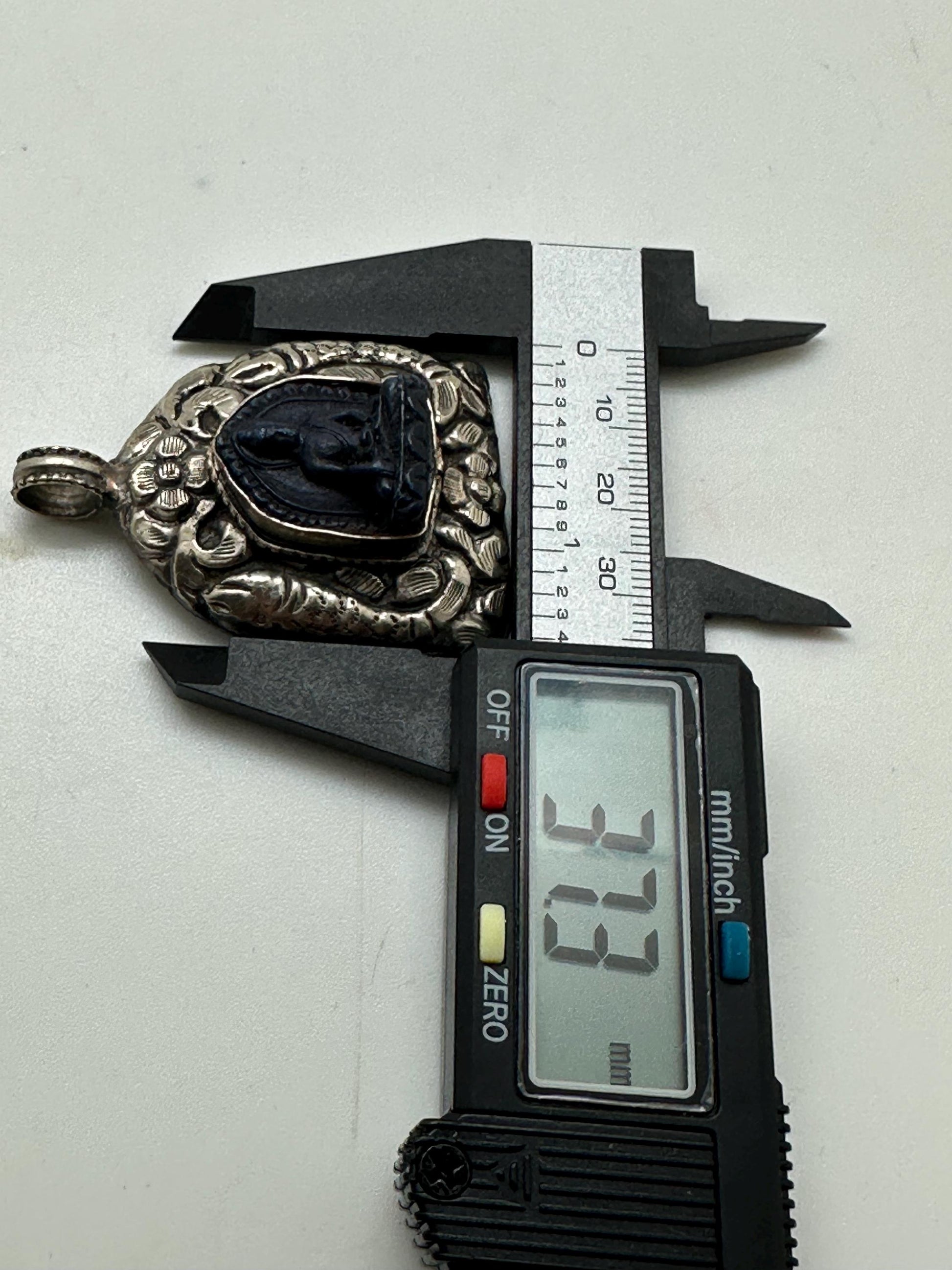 Buddha pendant,Lapis pendant,handcrafted, Tibetan Repousse silver,Himalayan,Nepalese 54mmX37mm