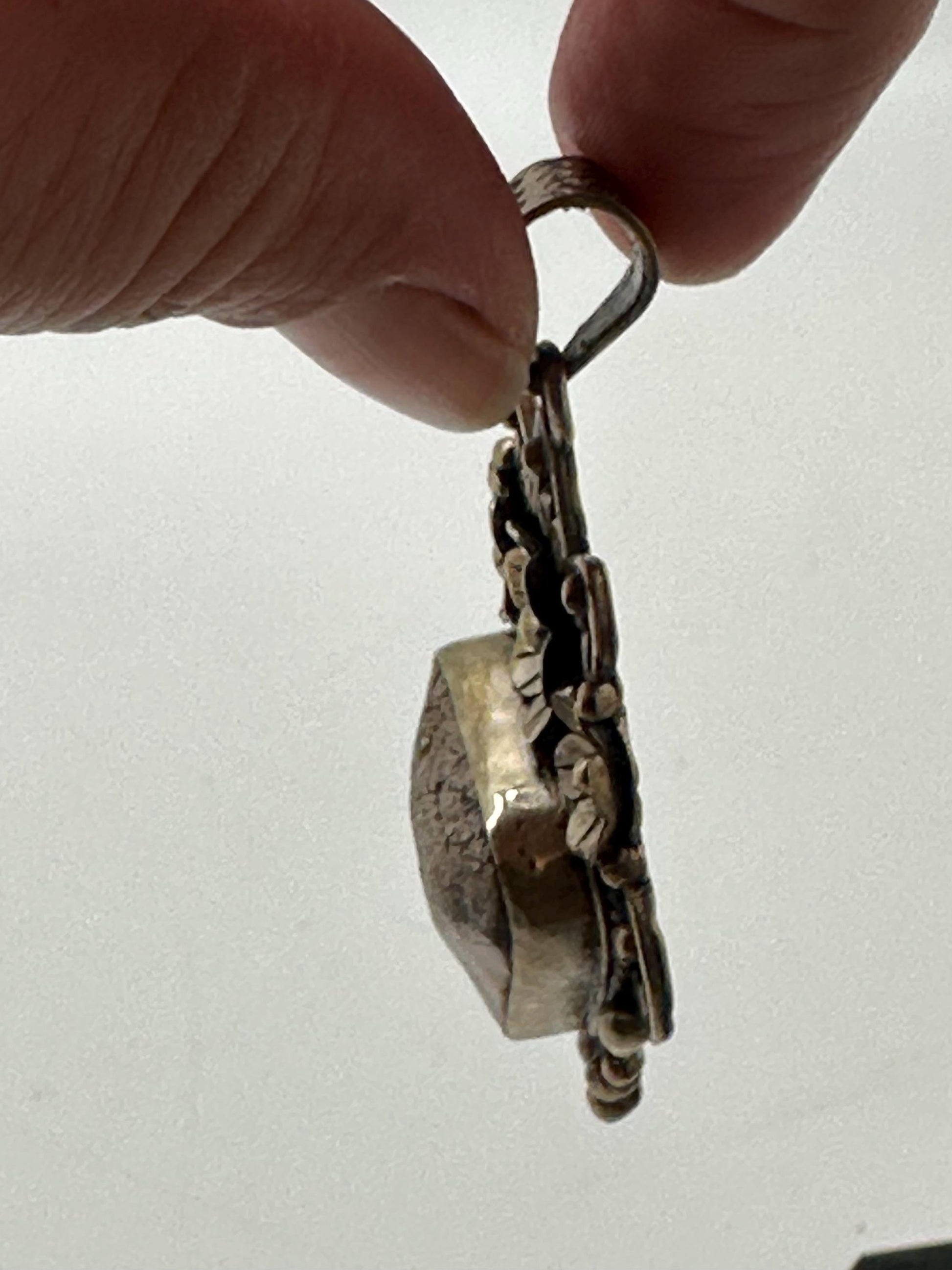 Fossil shark tooth pendant,handcrafted,Tibetan silver,floral jewelry,ethnic style,60mmX33mm