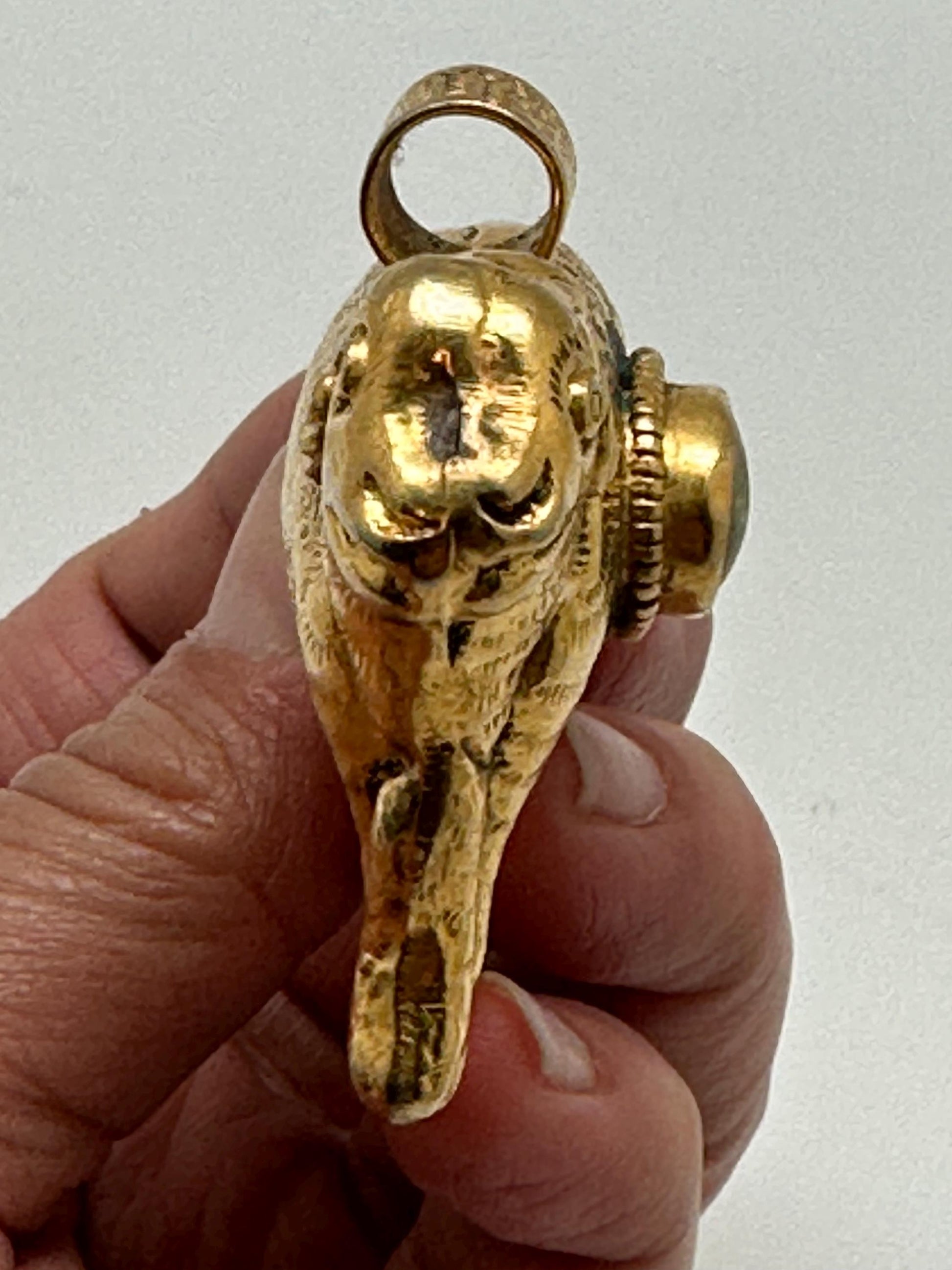 Sheep pendant, Om pendant, gold plated,handcrafted,animal lover,Tibetan silver,58mmX48mm