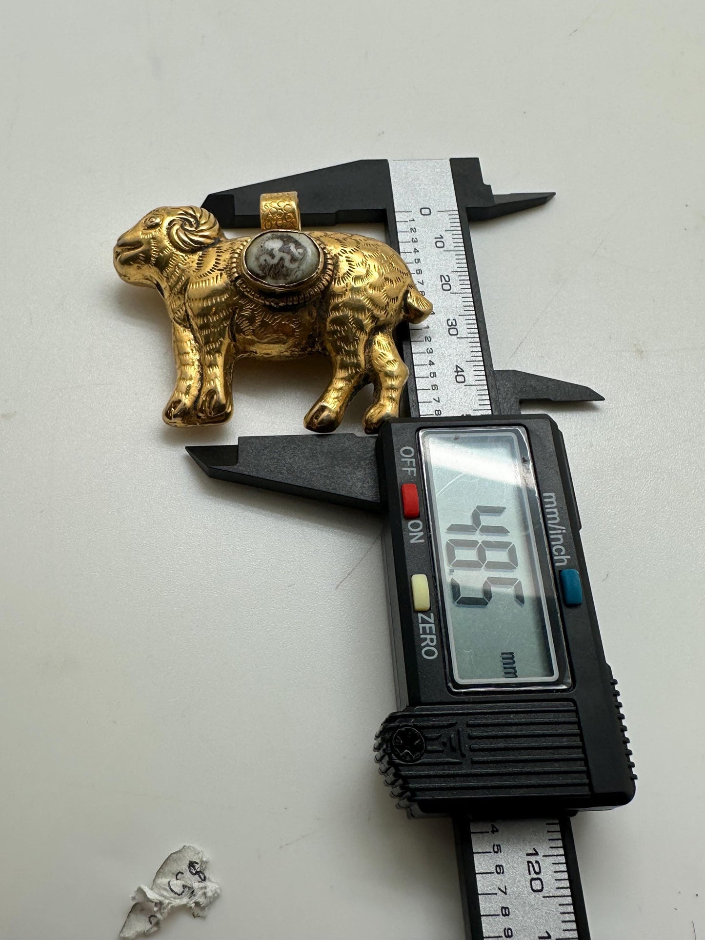 Sheep pendant, Om pendant, gold plated,handcrafted,animal lover,Tibetan silver,58mmX48mm