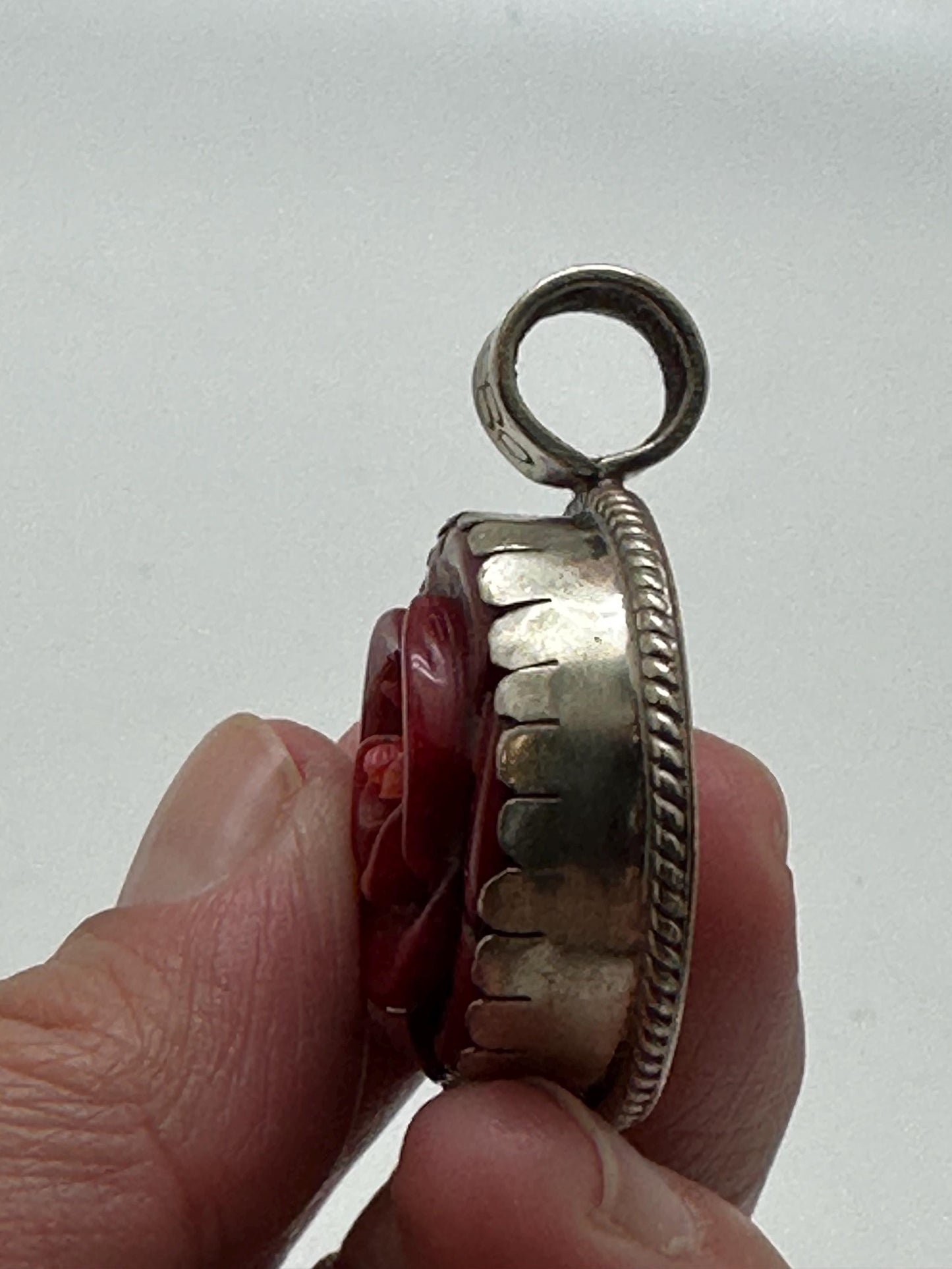 Rose pendant,Bamboo coral flower pendant, handcrafted,Tibetan silver ,ethnic style,Nepalese