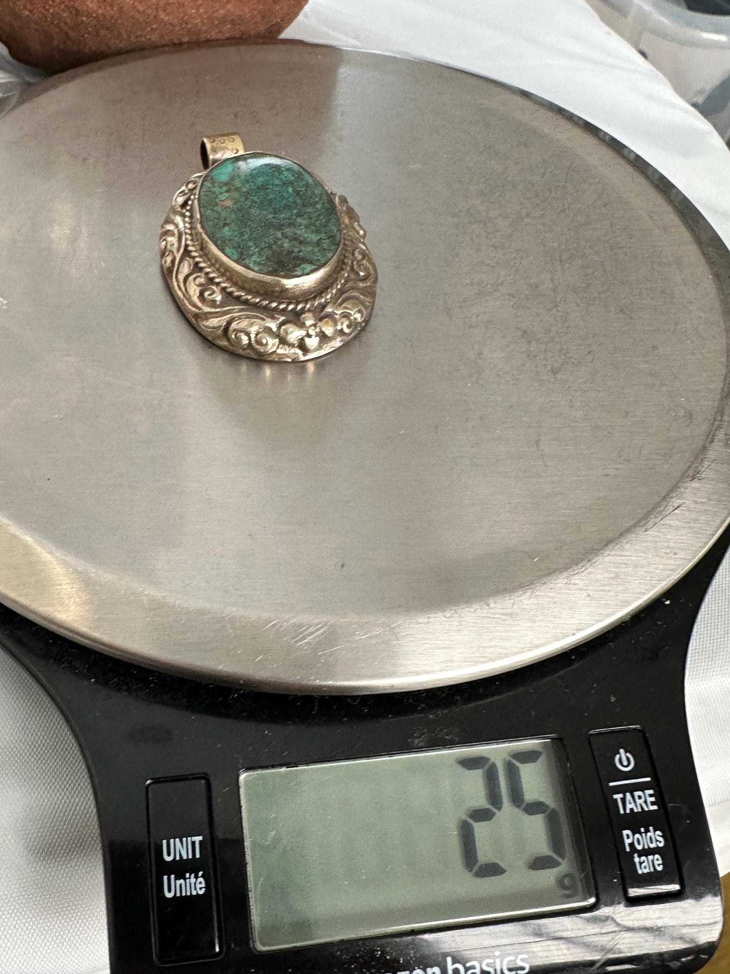 turquoise pendant, handcrafted,tibetan repousse silver,ethnic style,Nepalese 52mmX32mm