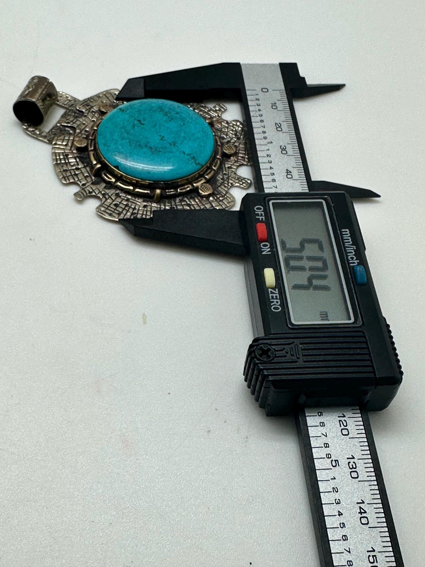 Large turquoise pendant,howlite turquoise,handcrafted,Tibetan silver,77mmX50mm