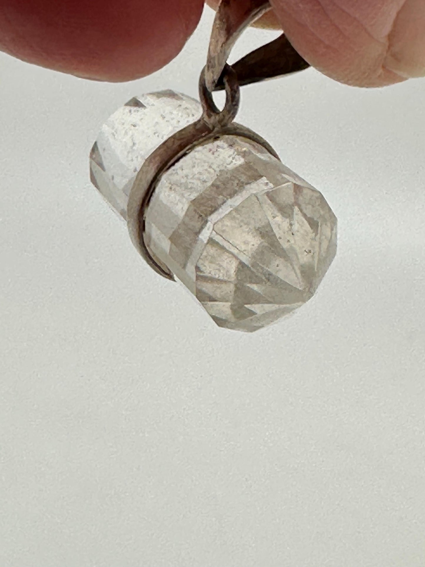 double point pendant, quartz crystal,handcrafted,sterling silver,Nepalese,25mmX14.8mm