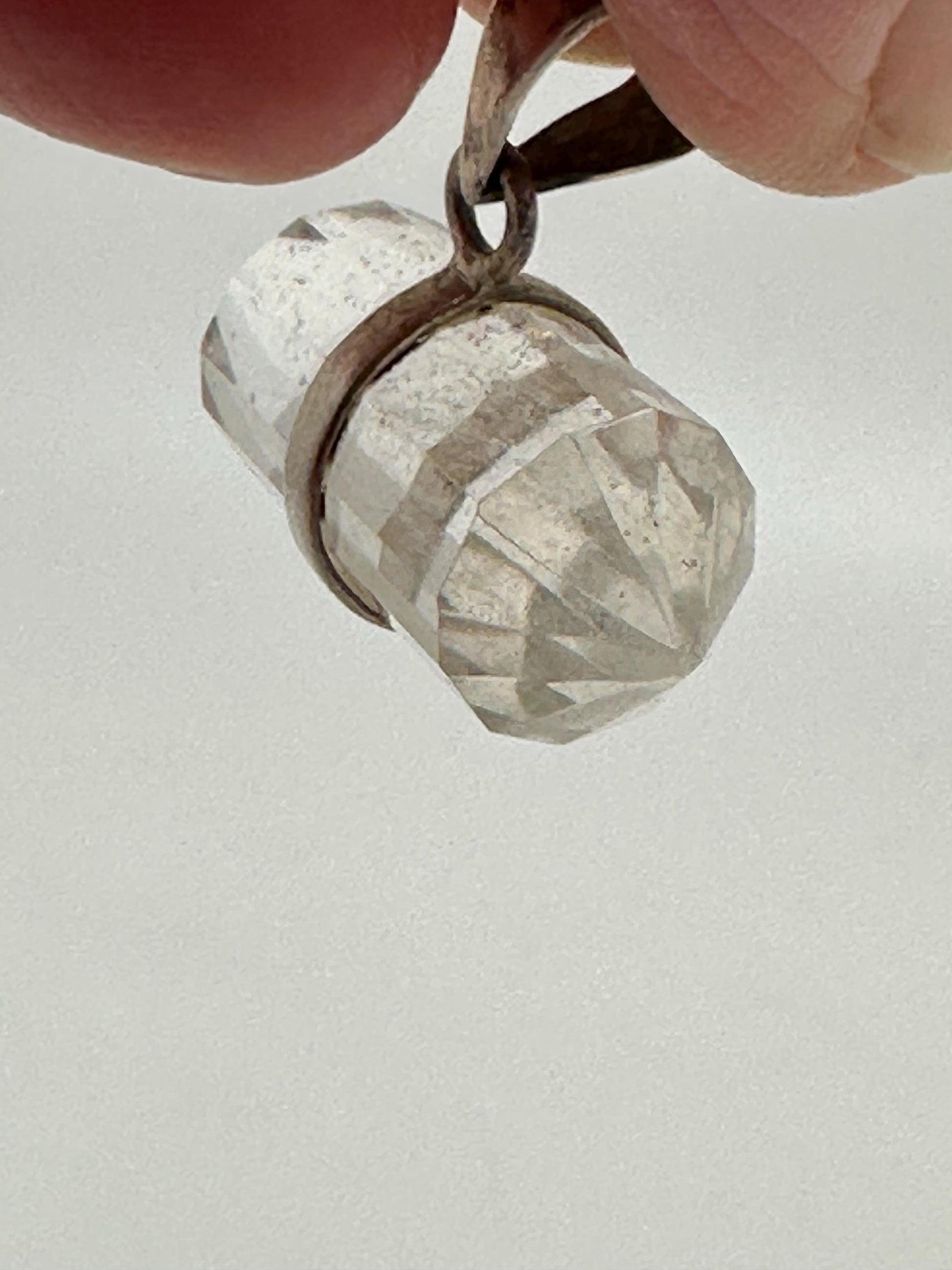 double point pendant, quartz crystal,handcrafted,sterling silver,Nepalese,25mmX14.8mm