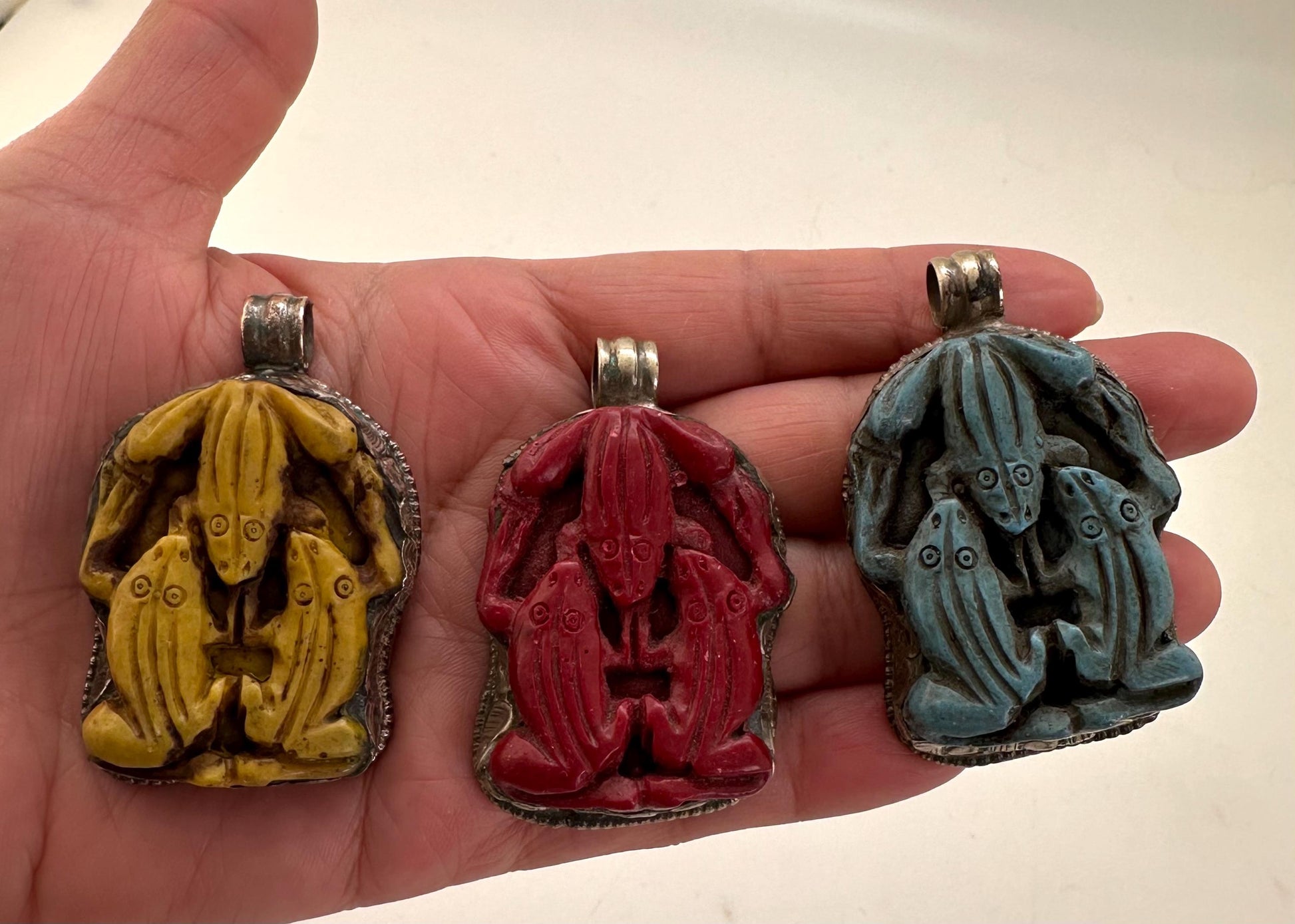 Bone frog pendant,handcrafted, Tibetan Repousse silver,Nepalese 27mmX47mm and weighs about 25 gm