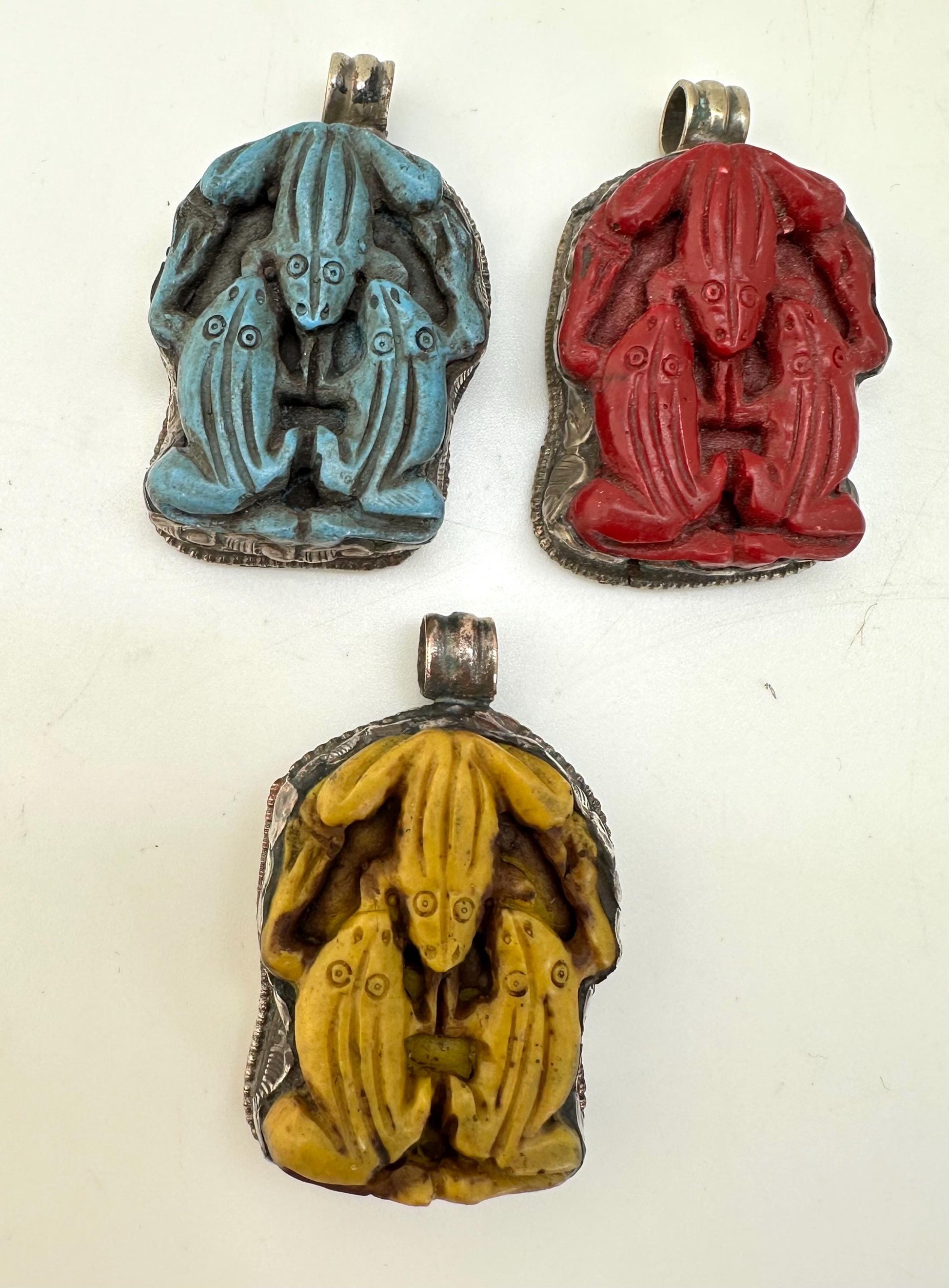 Bone frog pendant,handcrafted, Tibetan Repousse silver,Nepalese 27mmX47mm and weighs about 25 gm