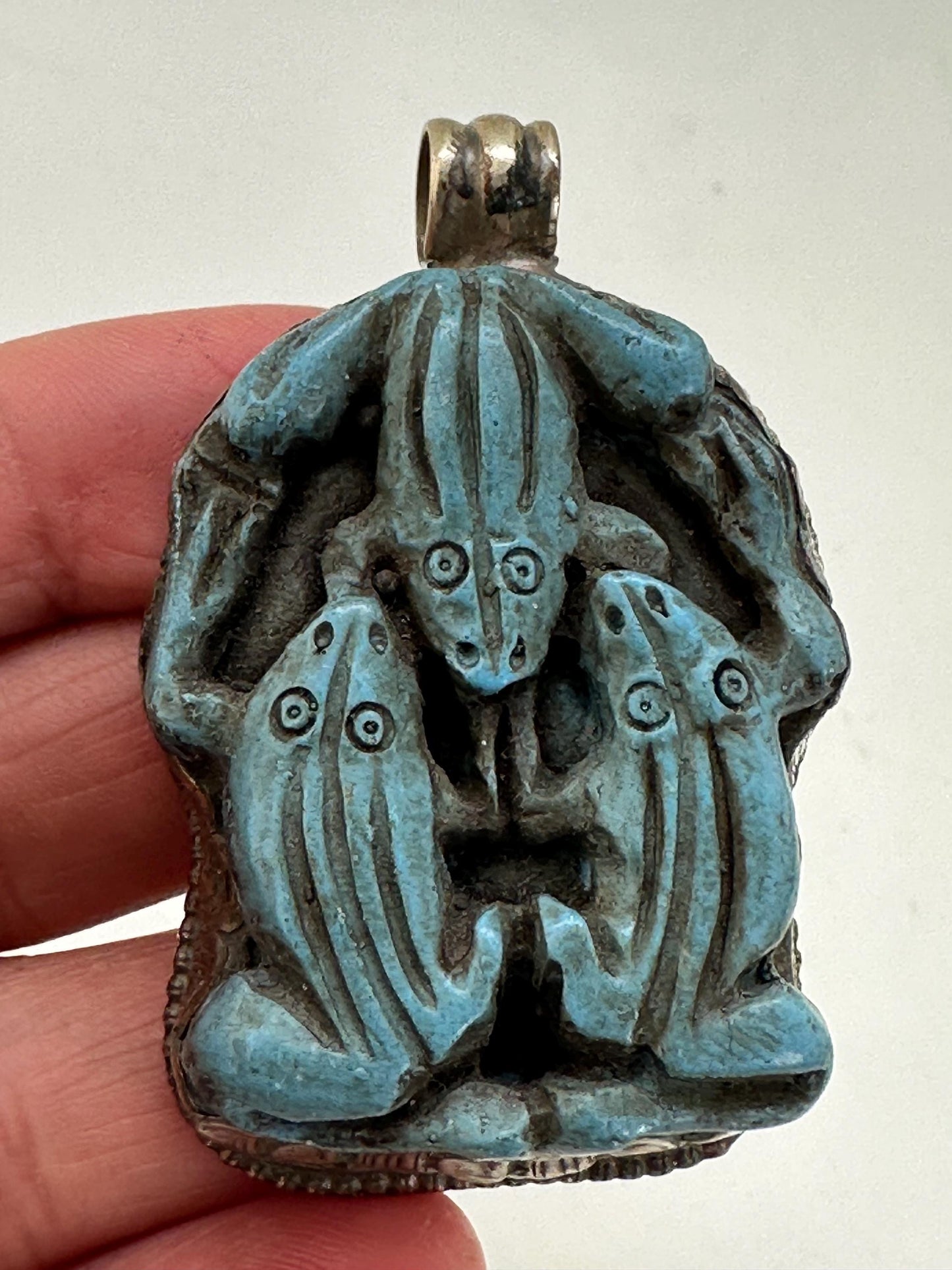 Bone frog pendant,handcrafted, Tibetan Repousse silver,Nepalese 27mmX47mm and weighs about 25 gm