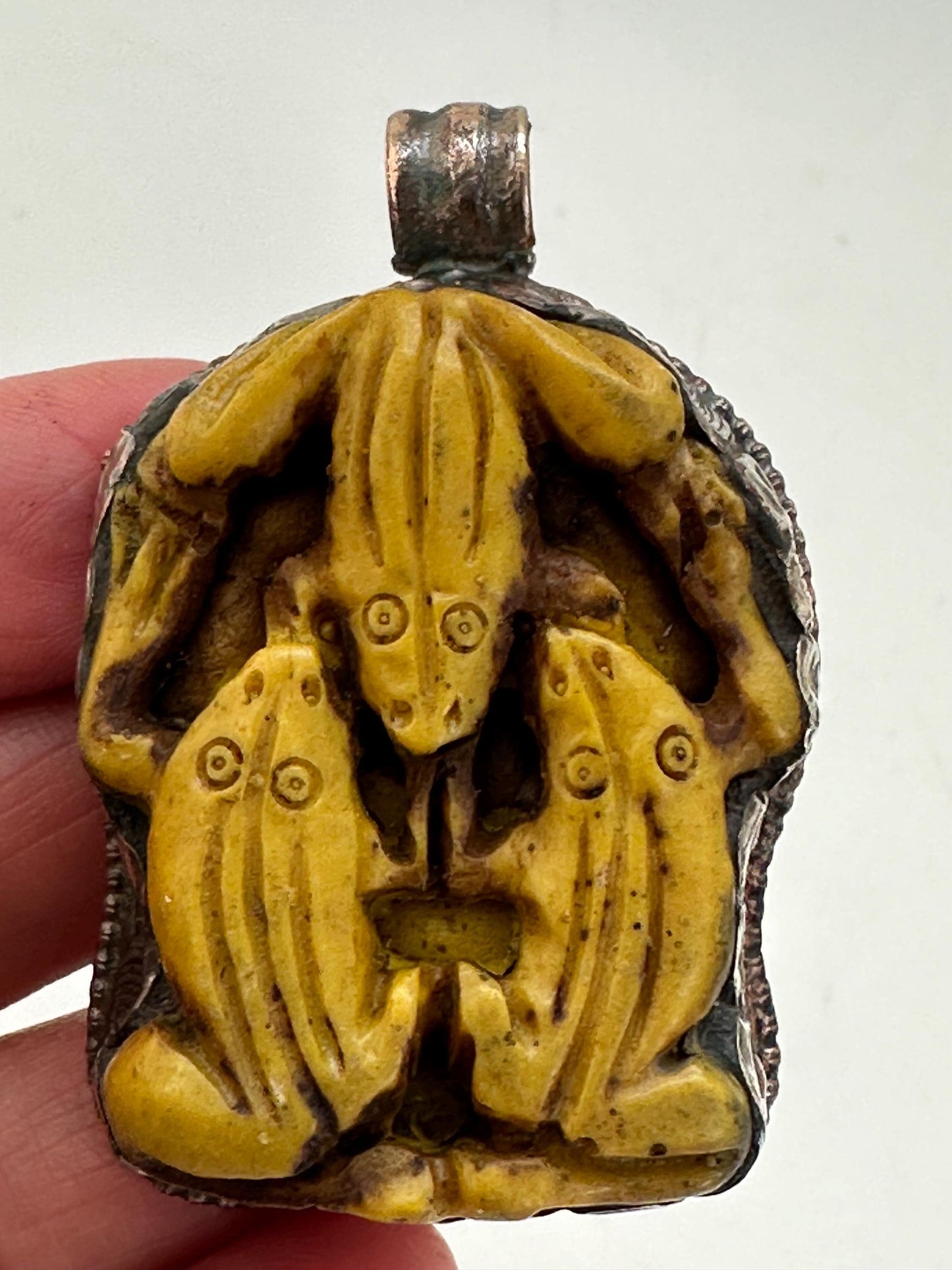 Bone frog pendant,handcrafted, Tibetan Repousse silver,Nepalese 27mmX47mm and weighs about 25 gm