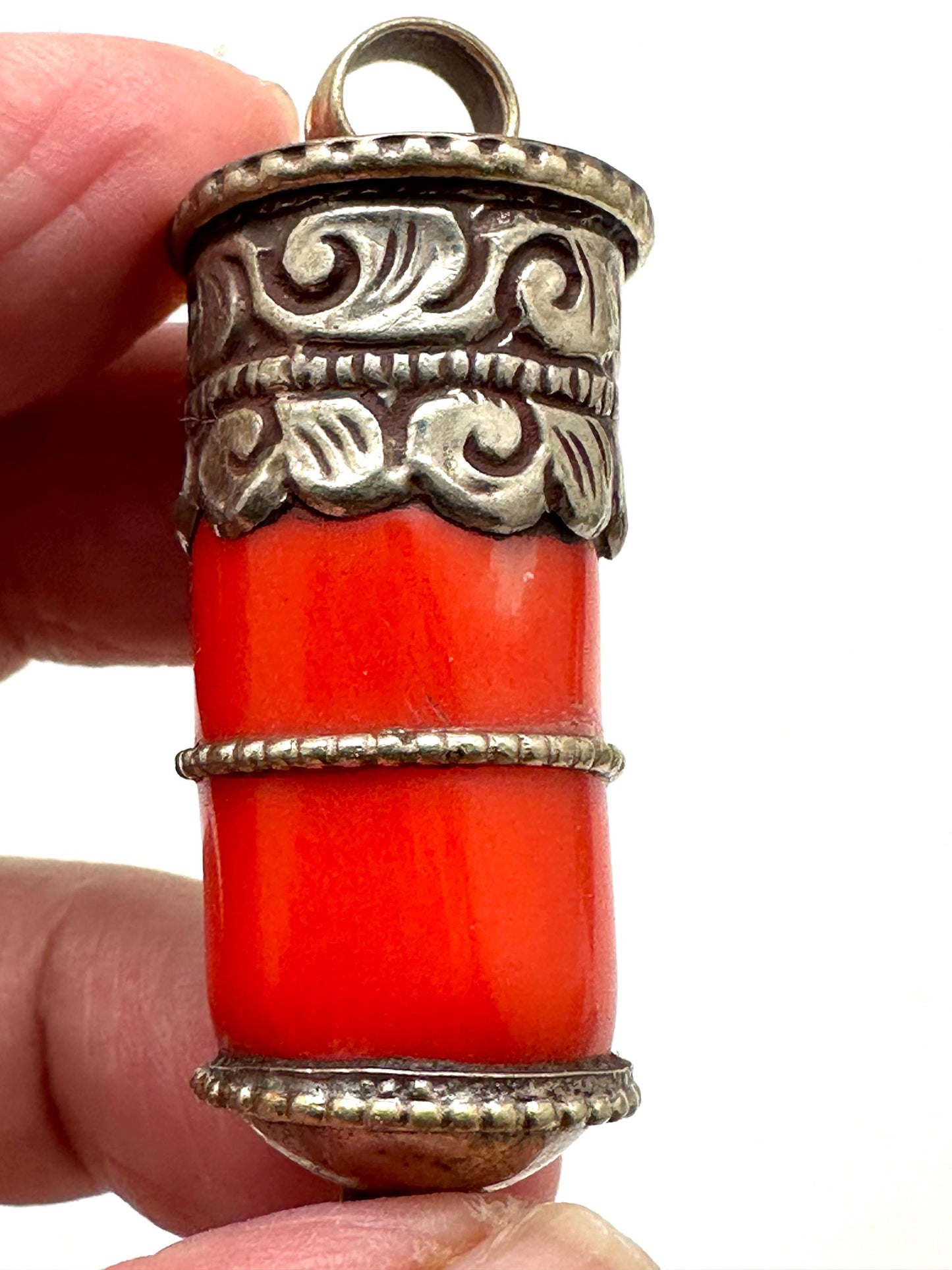 handcrafted,bamboo coral, tibetansilver, turquoise, ethnic style,45X15mm