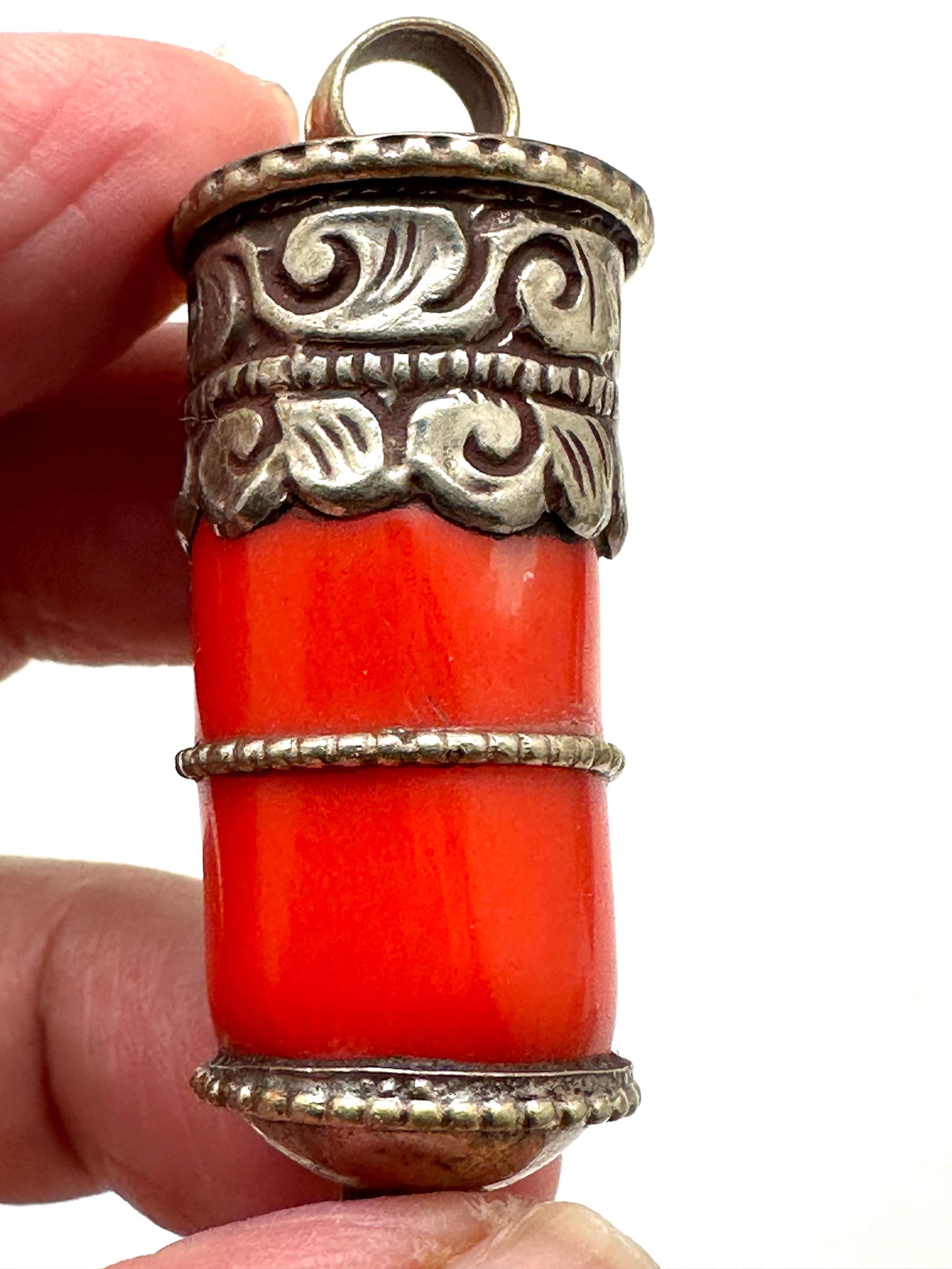 handcrafted,bamboo coral, tibetansilver, turquoise, ethnic style,45X15mm
