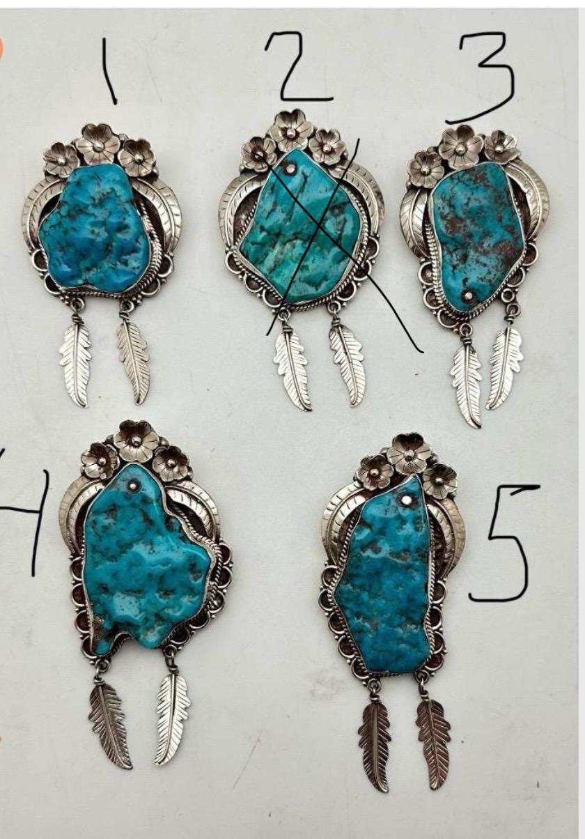 Handcrafted Turquoise Tibetan Silver Pendant: Ethnic Floral Dangle