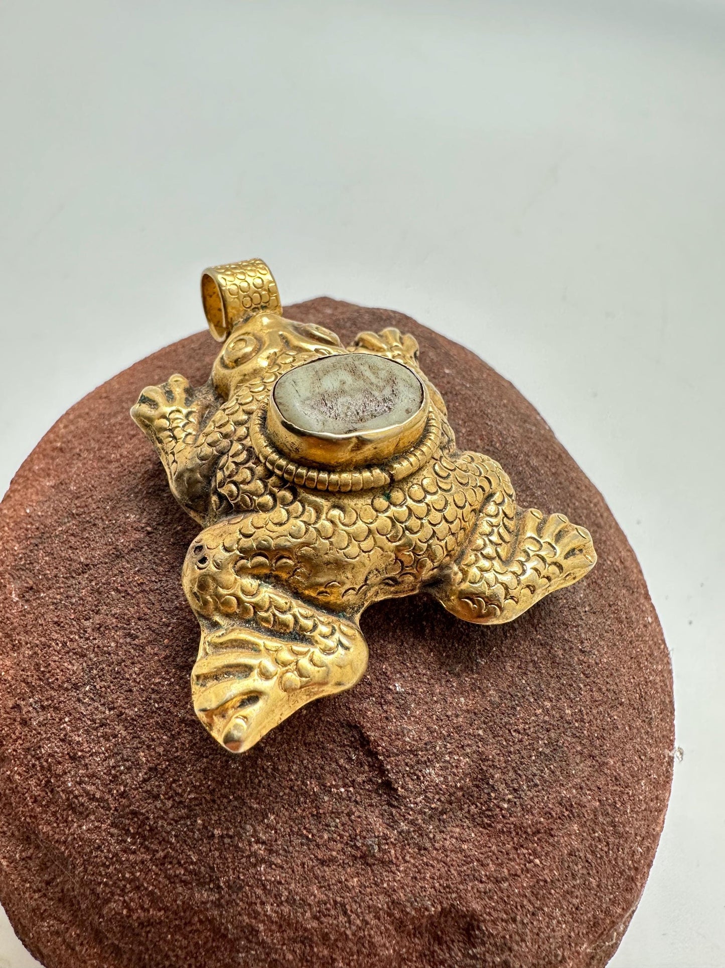 frog pendant,handcrafted,Om,Tibetan silver,Gold plated,Nepalese