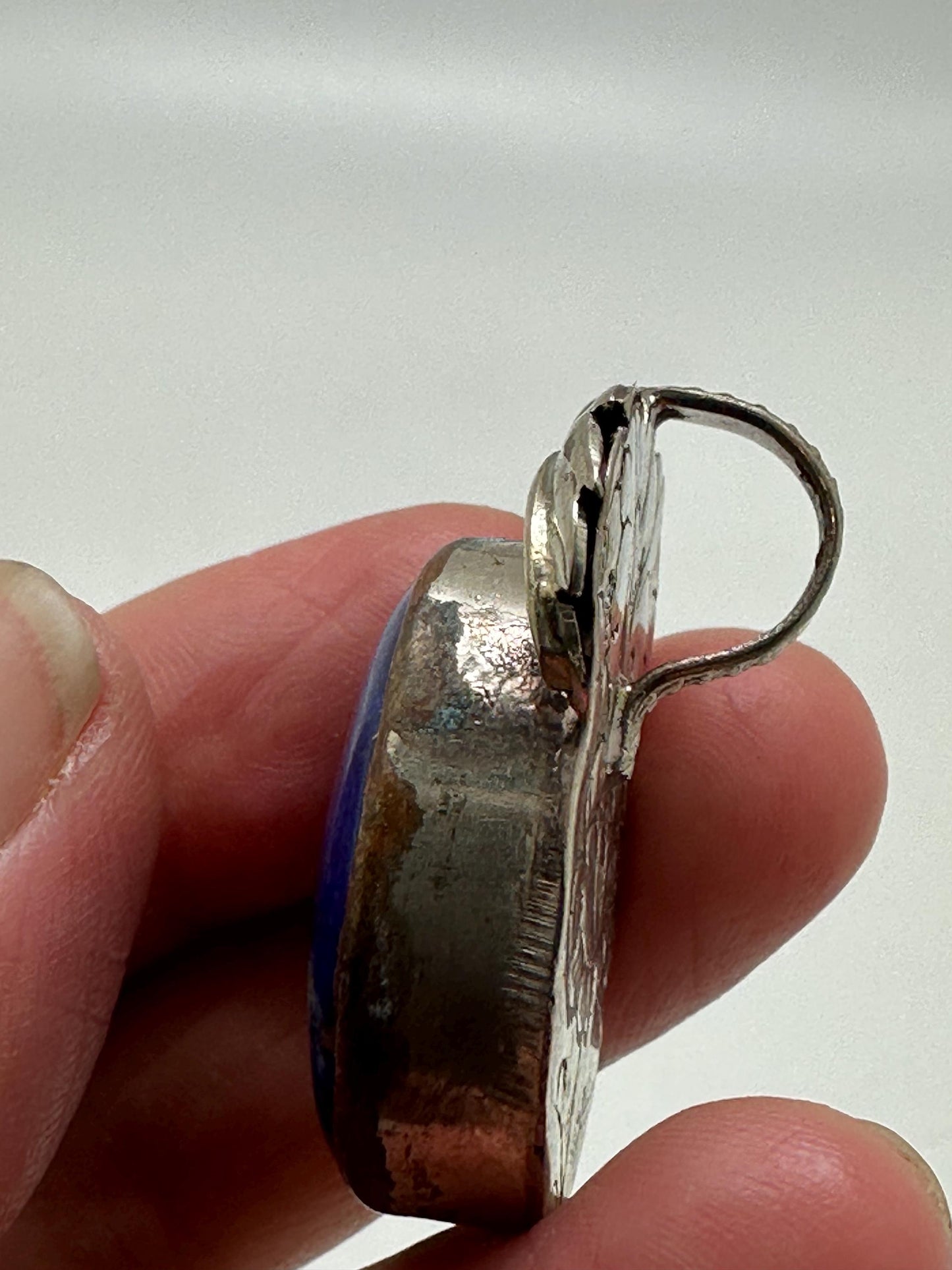 lapis pendant,handcrafted,Tibetan silver,Nepalese 33X21mm