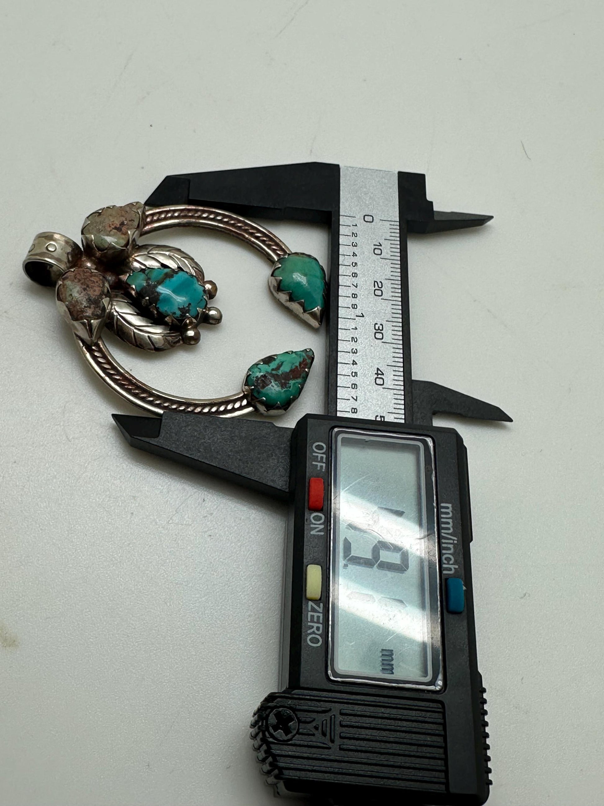 Turquoise blossom pendant, handcrafted,Tibetan silver,ethnic style,Nepalese,60X49mm