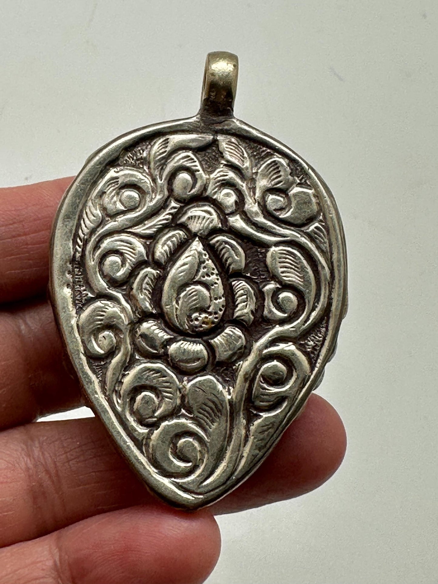 large pendant, blue stone pendant, handcrafted, tibetan silver, ethnic style,58mmX37mm